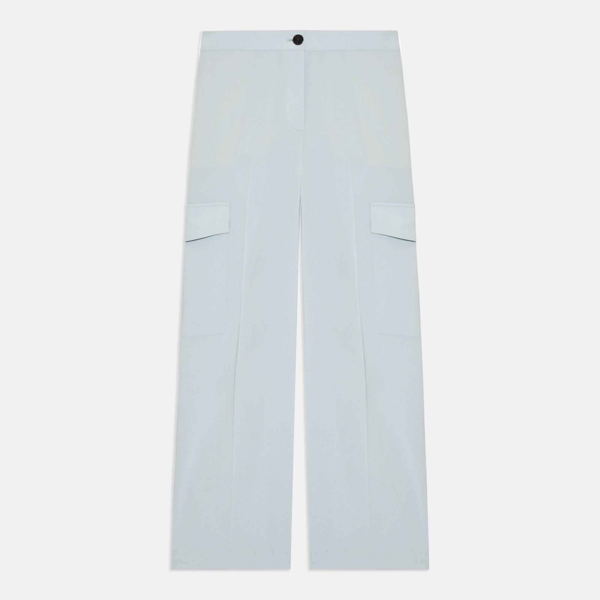 Wide-Leg Cargo Pant in Crisp Poly