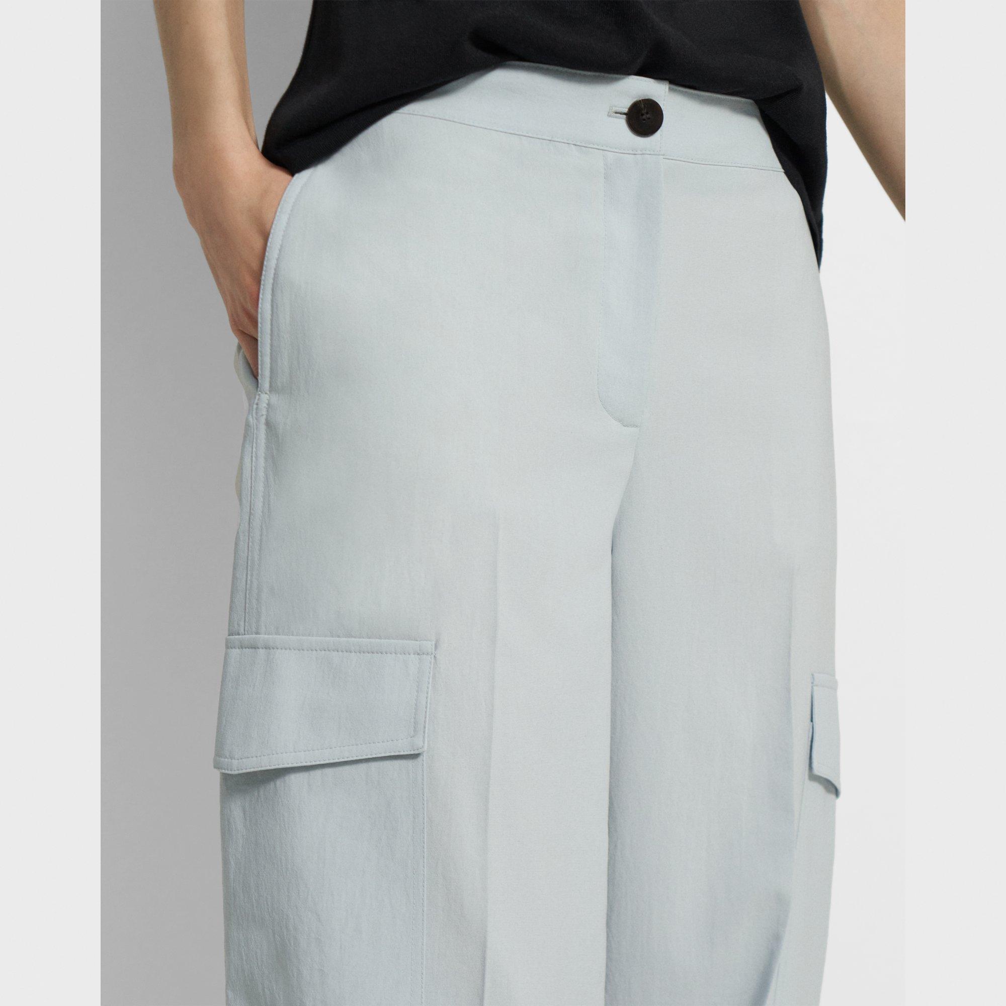 Wide-Leg Cargo Pant in Crisp Poly