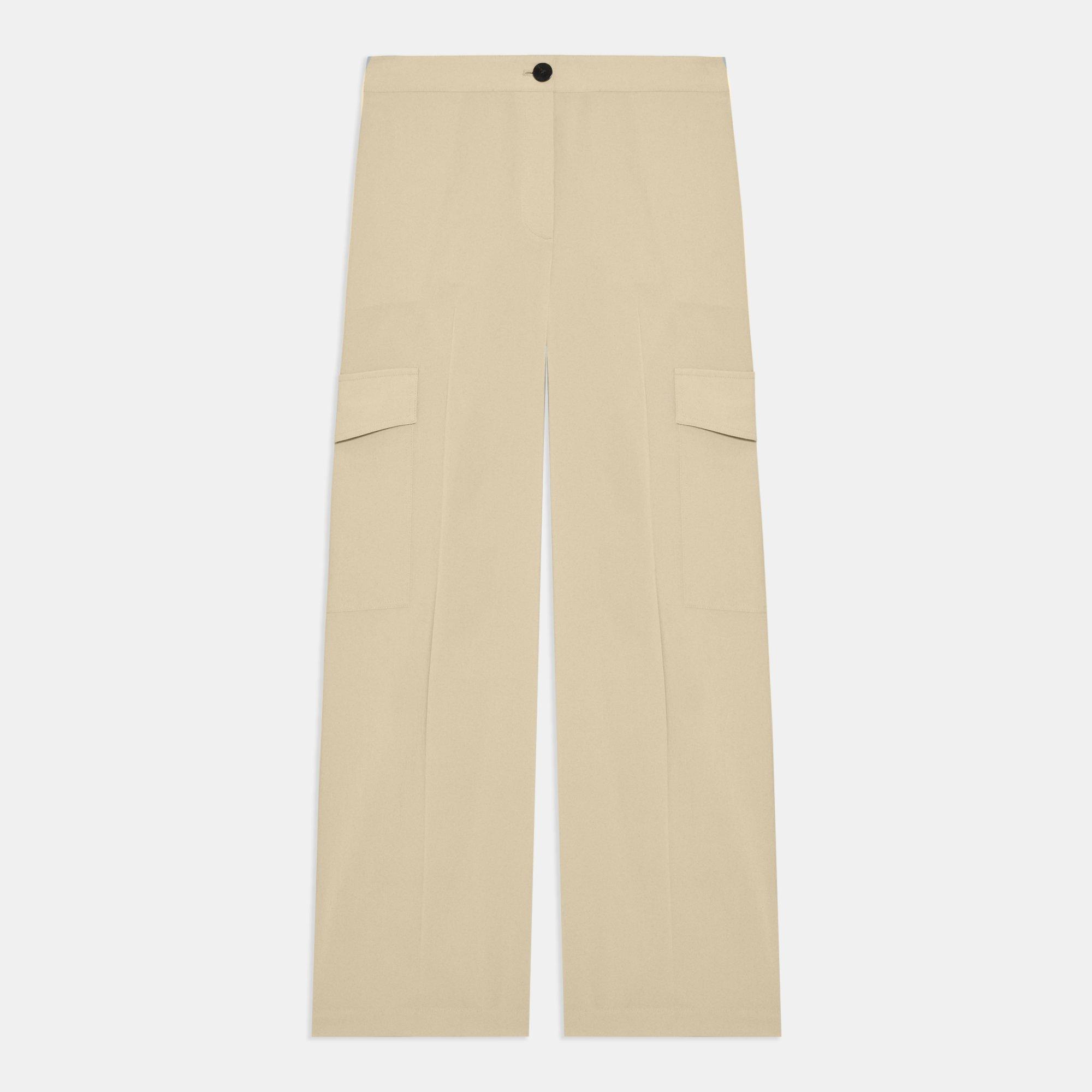 Wide-Leg Cargo Pant in Crisp Poly