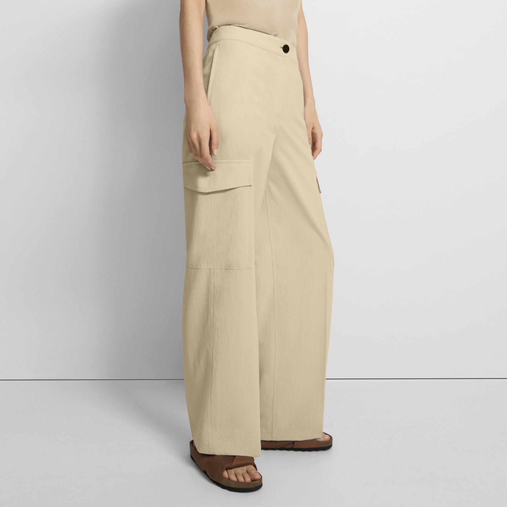 Wide-Leg Cargo Pant in Crisp Poly