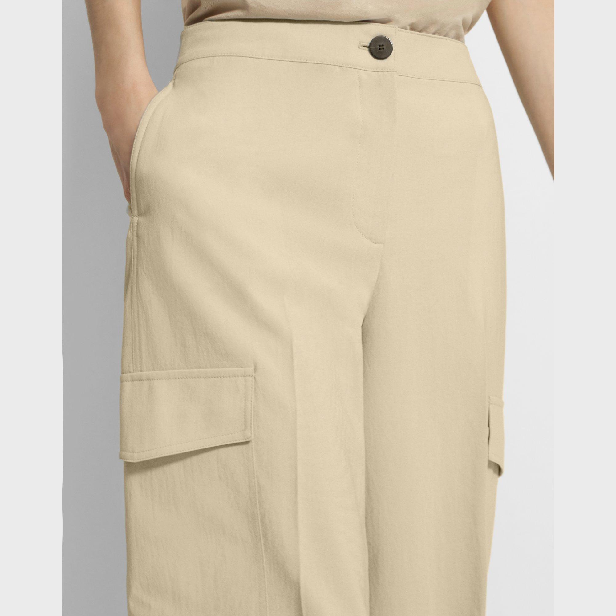 Wide-Leg Cargo Pant in Crisp Poly