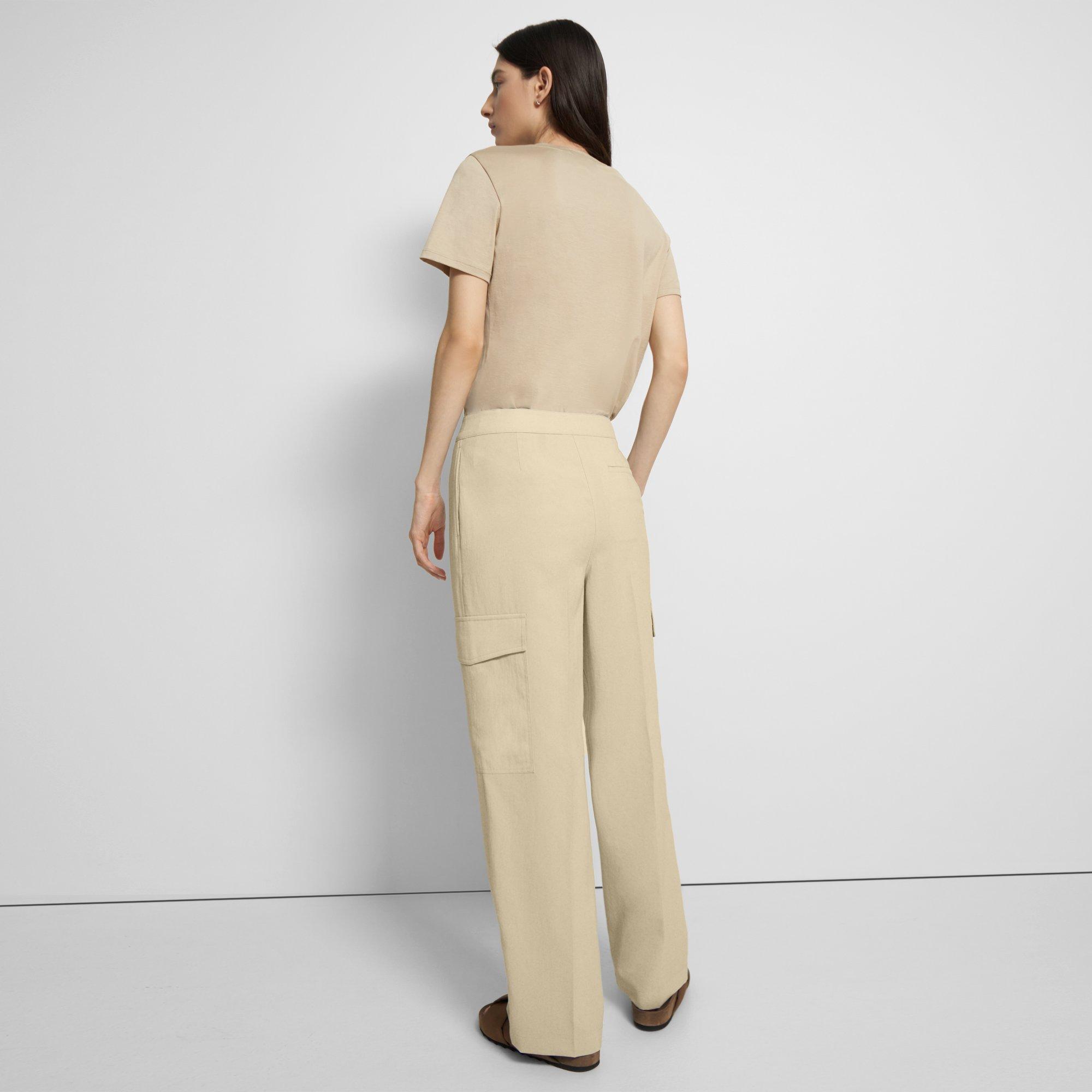 Wide-Leg Cargo Pant in Crisp Poly