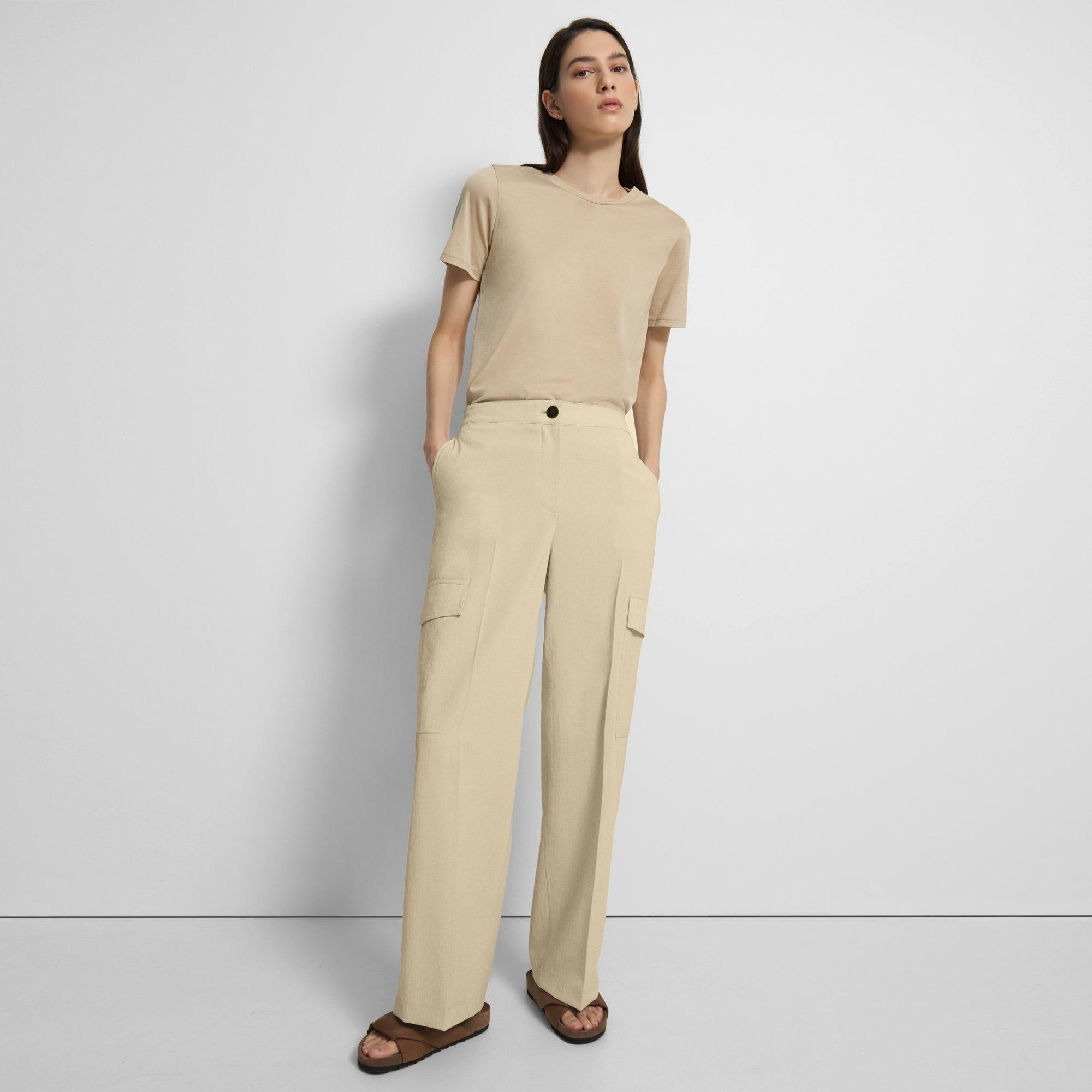 Wide-Leg Cargo Pant in Crisp Poly