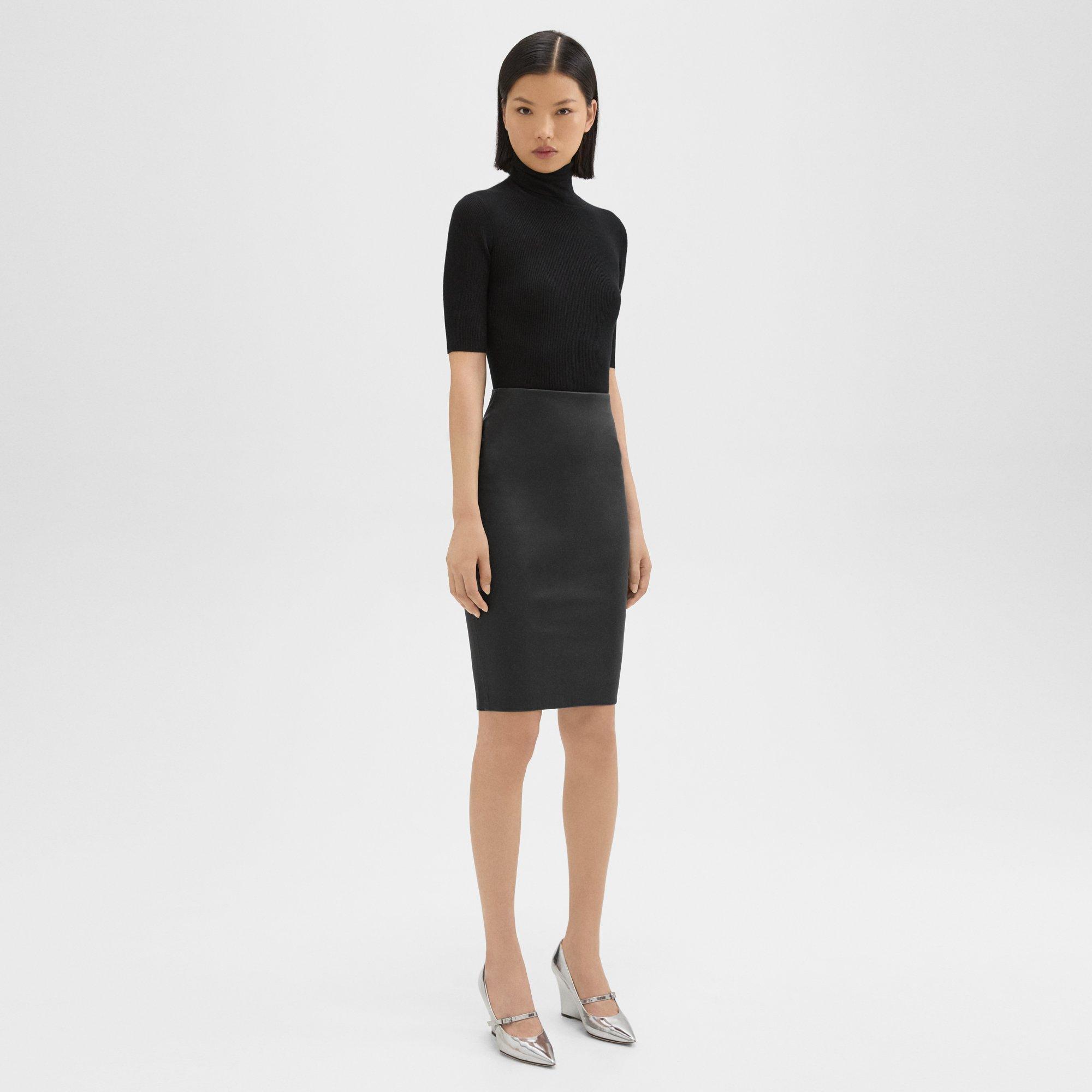 Theory leather hotsell pencil skirt mulberry