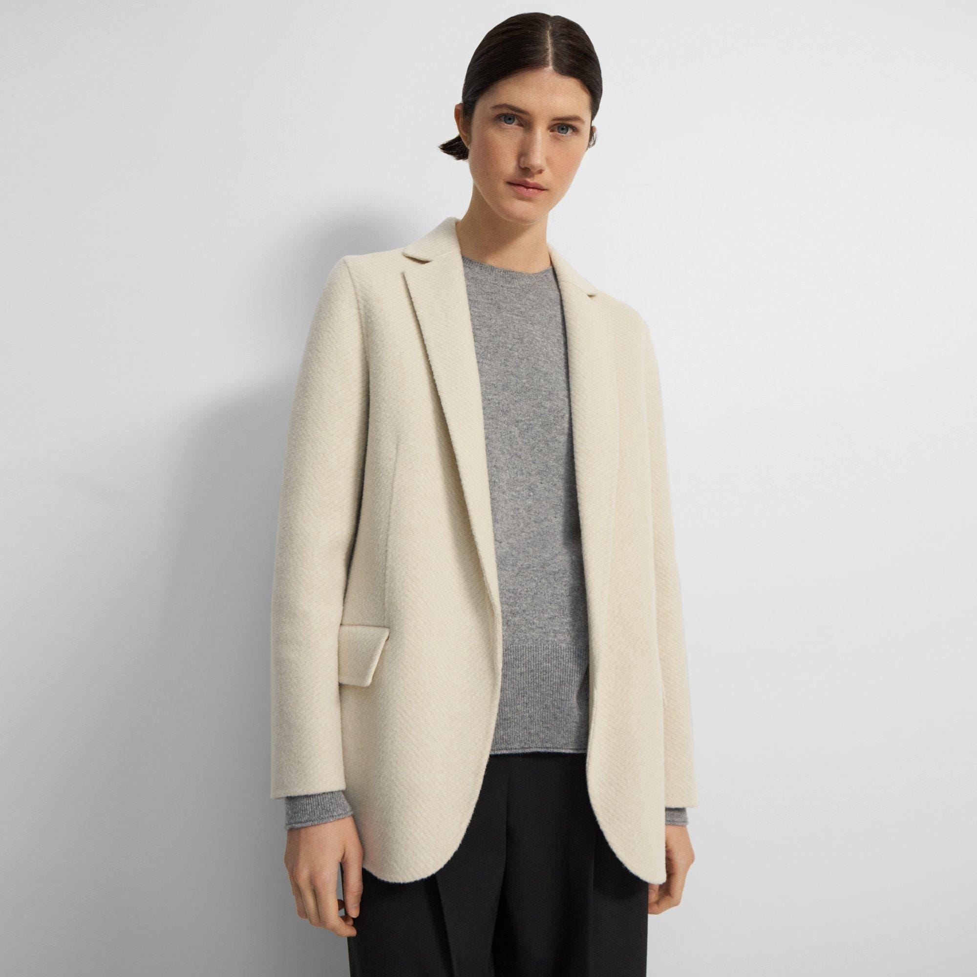 Beige Double-Face Wool Boy Jacket | Theory