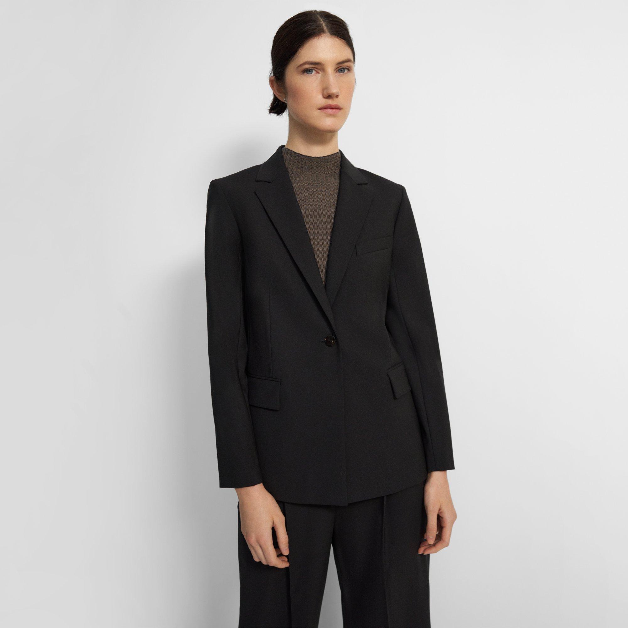 Stretch Wool Oversized Straight Blazer | Theory Outlet