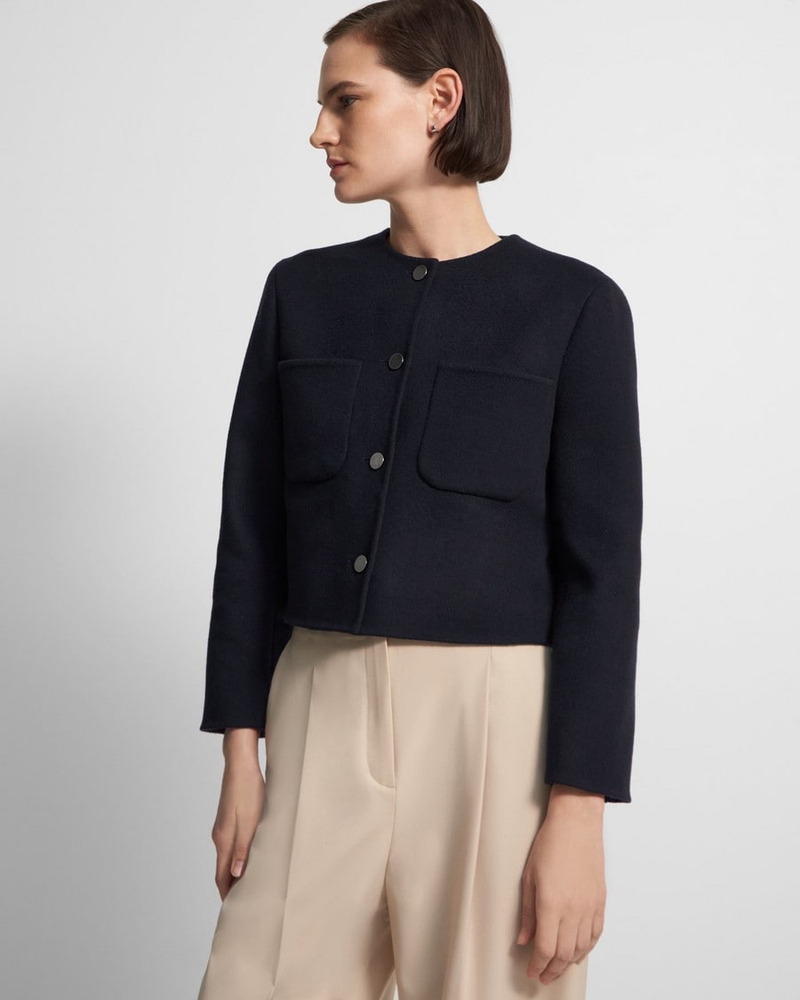 Cropped Jacket in Double-Face Wool-Cashmere