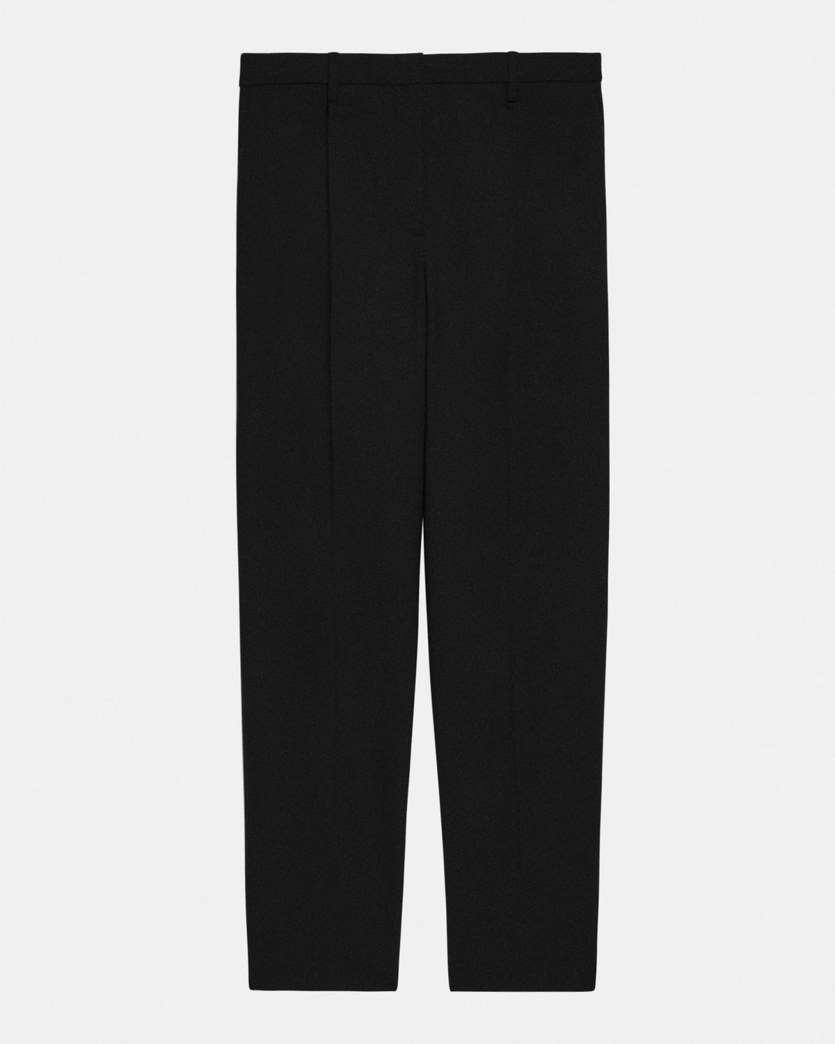 Pleated Slim Cropped Pant in Stretch Wool