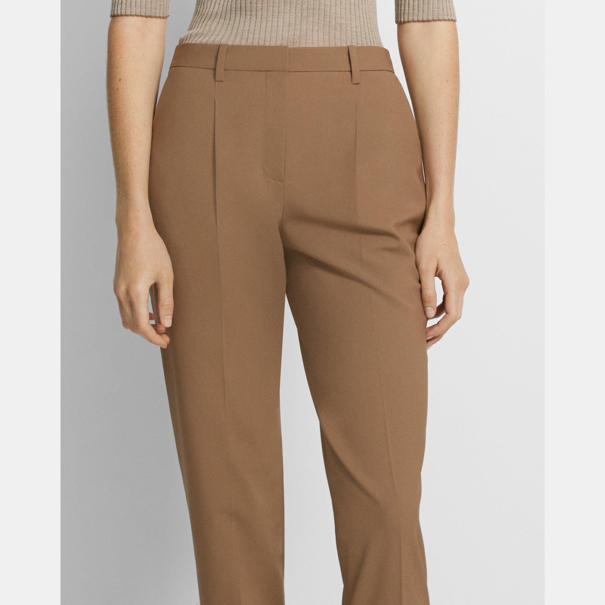 Brown Good Wool Pleated Treeca Pant Theory