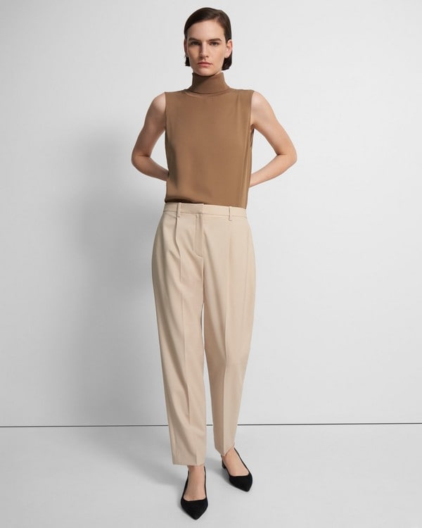 White Slacks and Chinos Theory Synthetic Trouser in Ivory Slacks and Chinos Theory Trousers Womens Trousers 