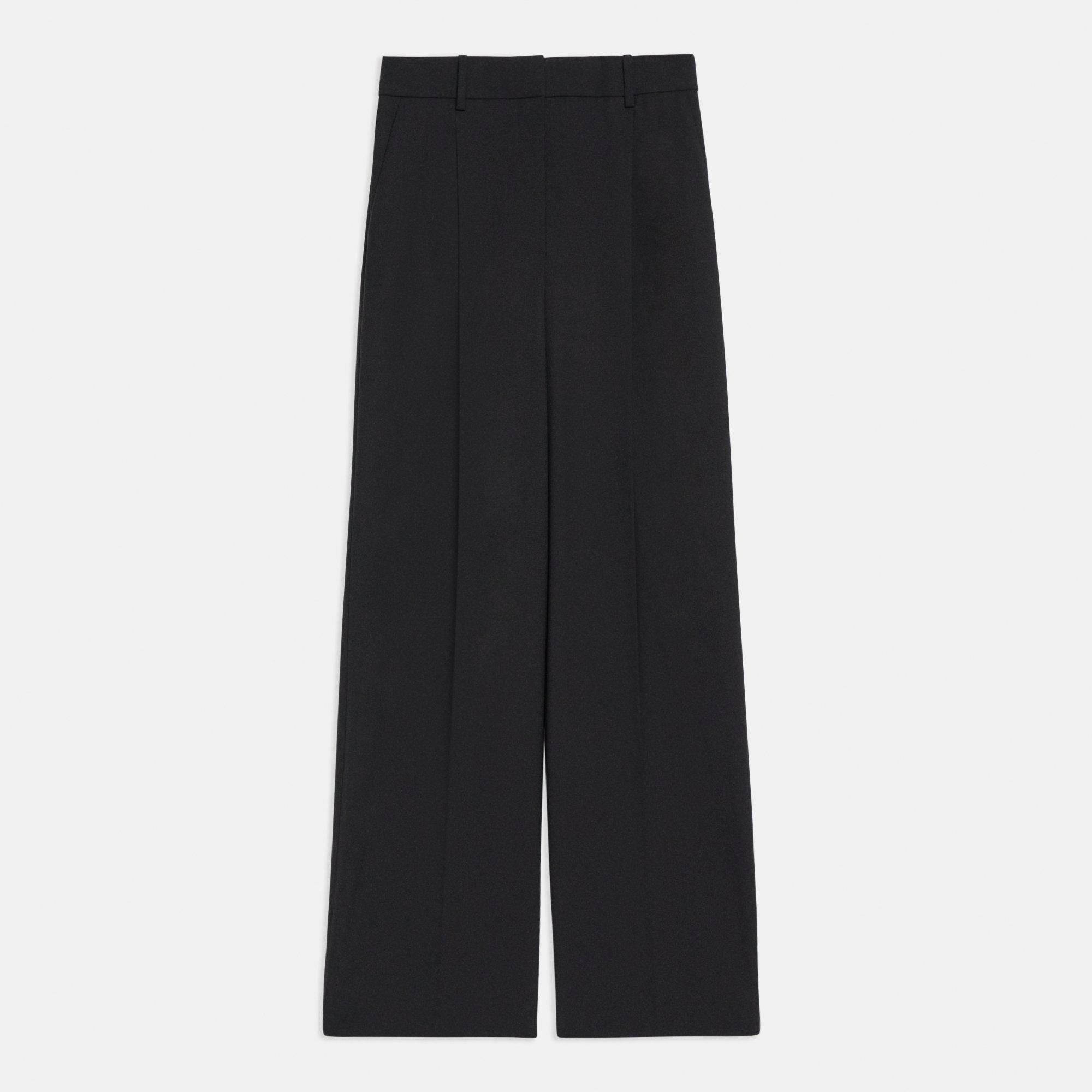 Plissierte Hose mit weitem Bein aus Good Wool