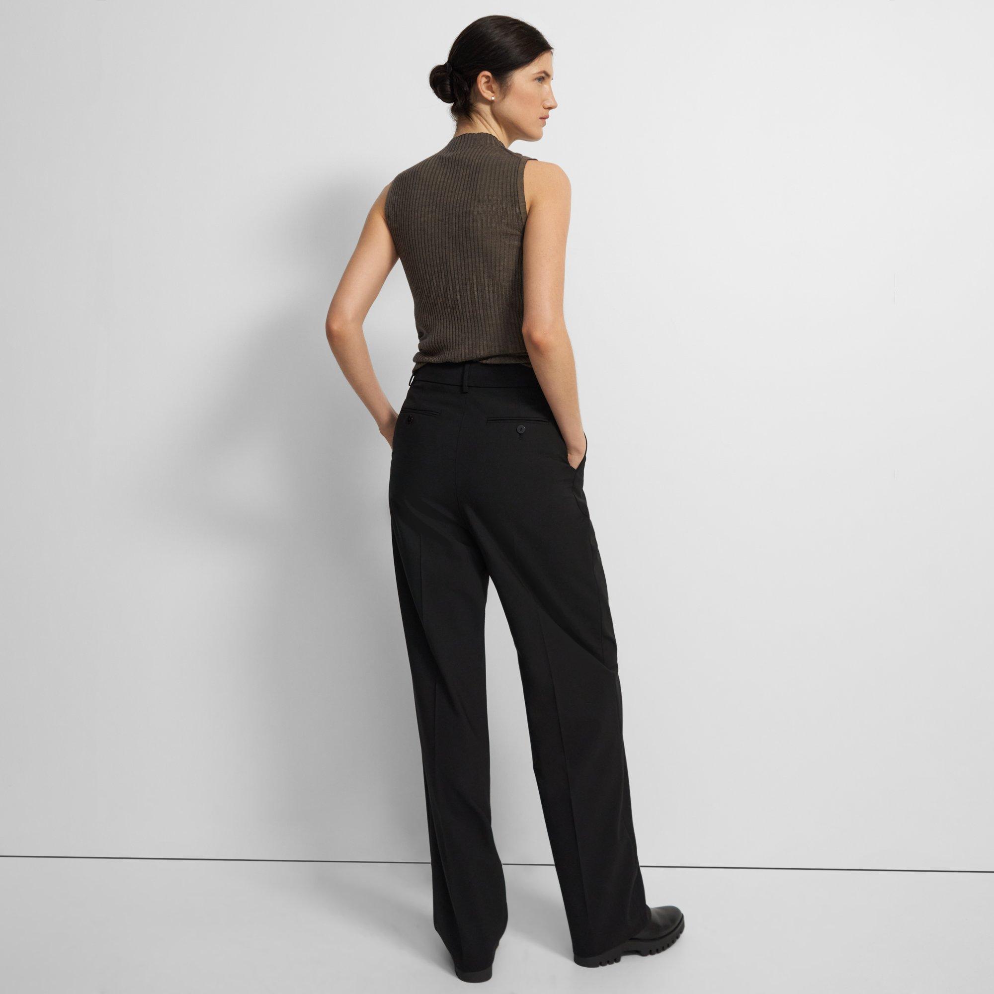 Pleated Wide-Leg Pant in Good Wool