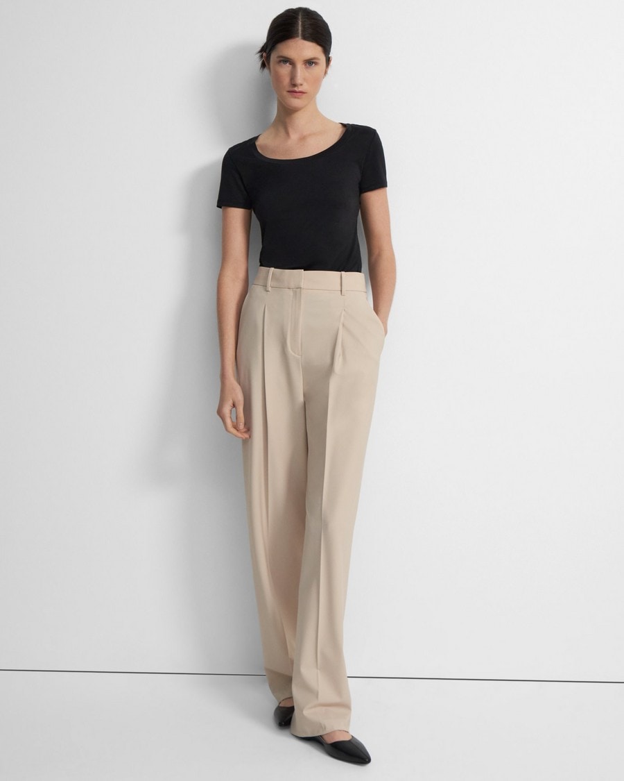Pleated Wide-Leg Pant in Good Wool