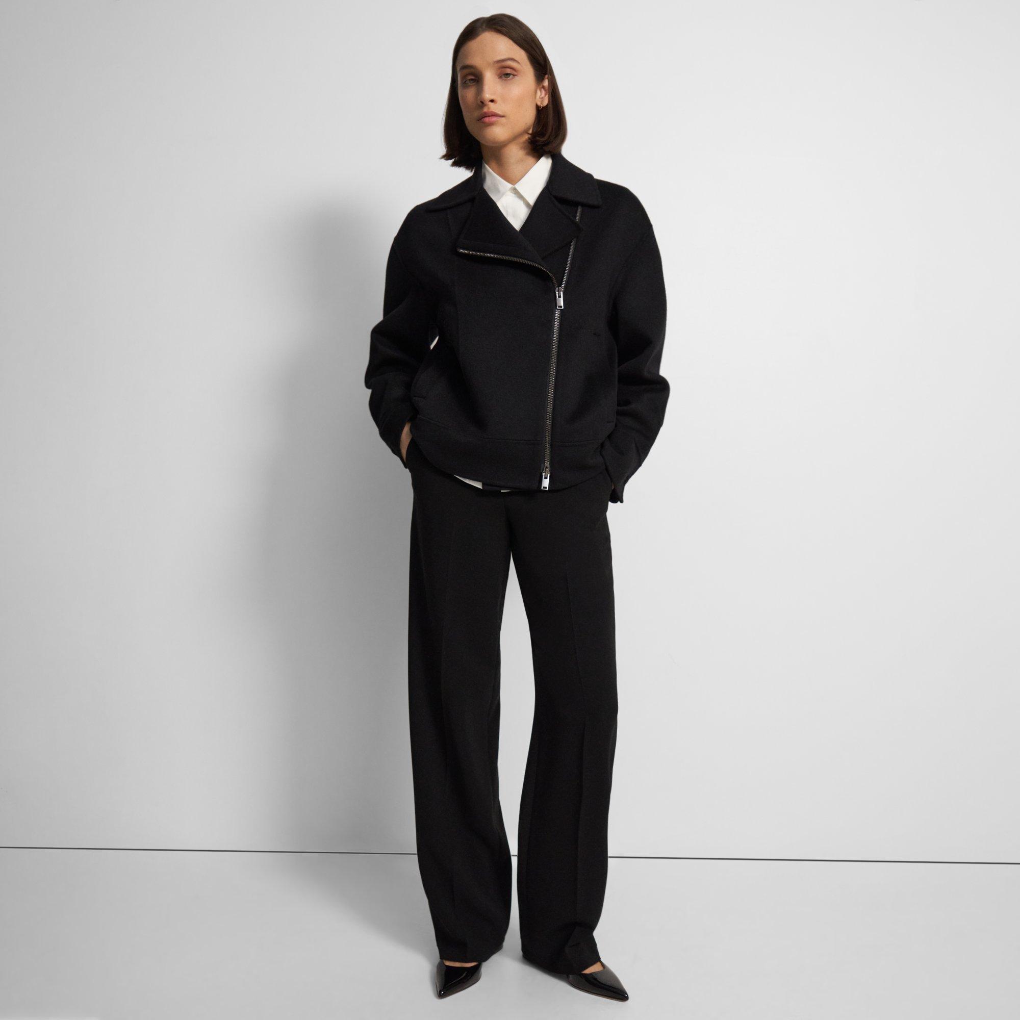 Oversized Moto Jacket in Double-Face Wool-Cashmere