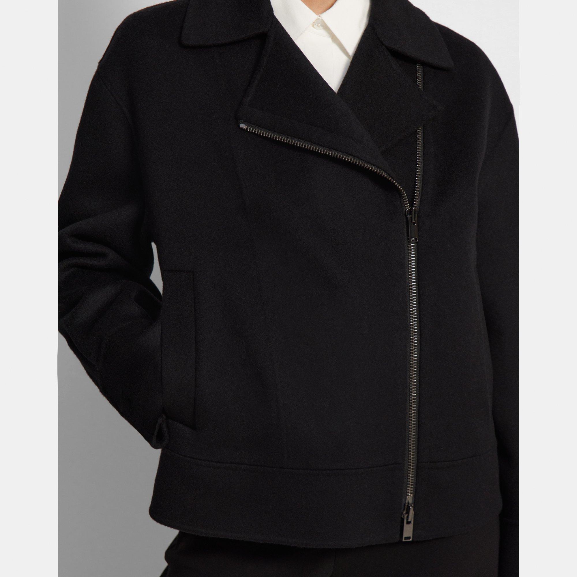 Oversized Moto Jacket in Double-Face Wool-Cashmere
