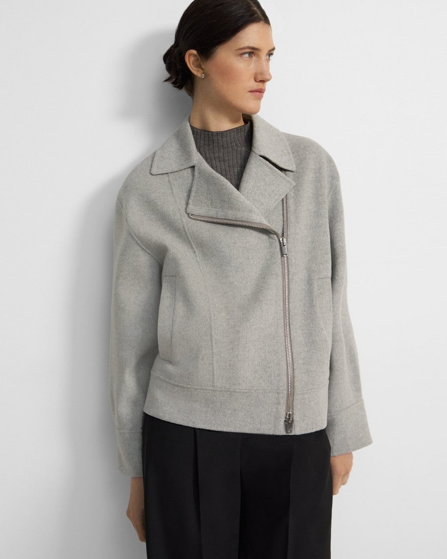 Oversized Moto Jacket in Double-Face Wool-Cashmere