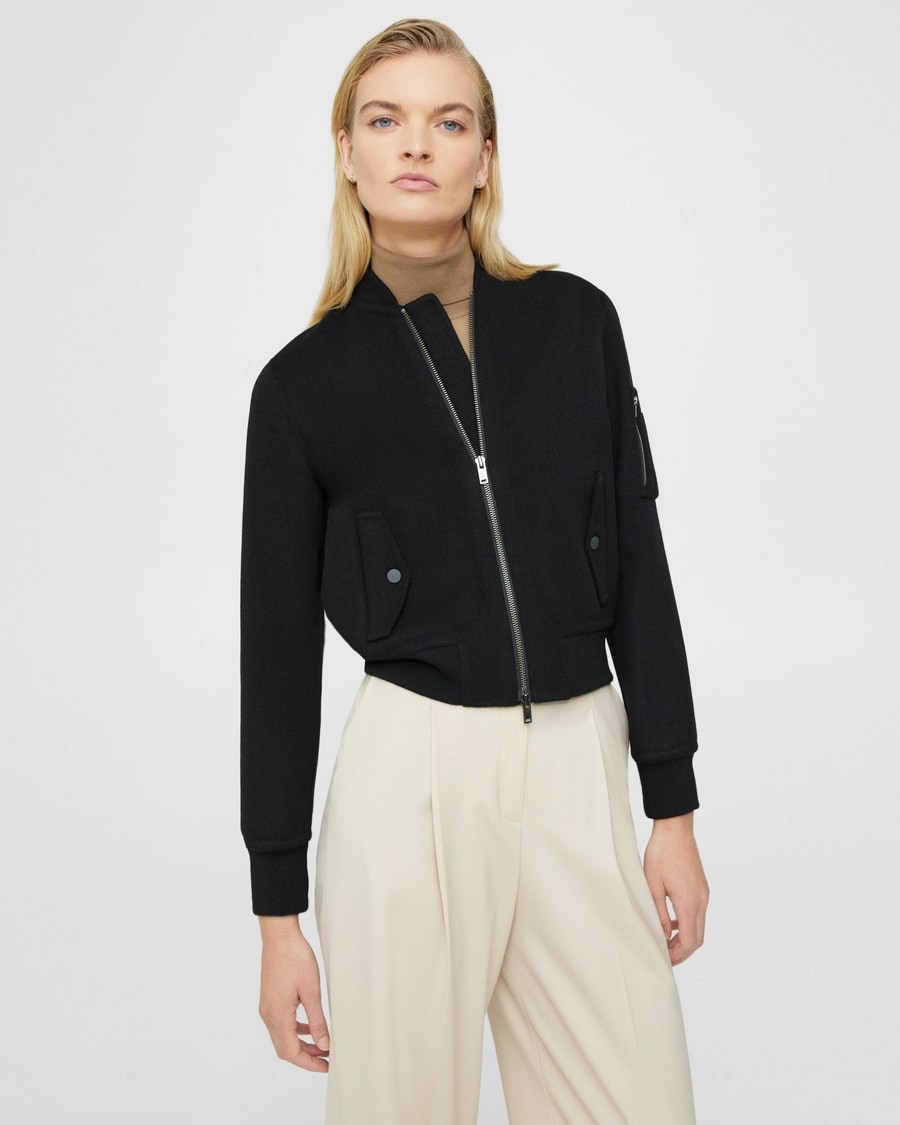 Classic Bomber Jacket in Double-Face Wool-Cashmere