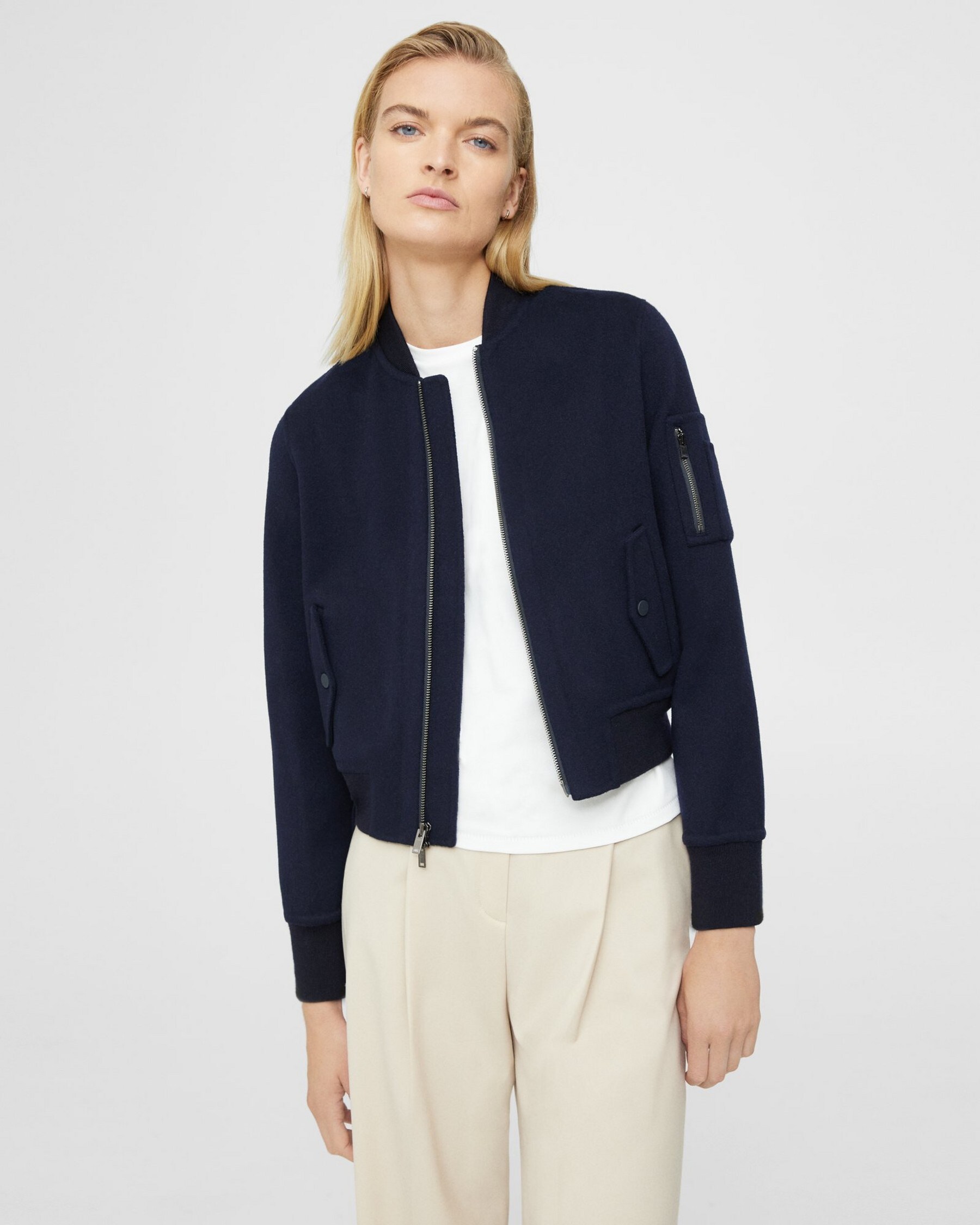 Theory Classic Bomber Jacket in Double-Face Wool-Cashmere