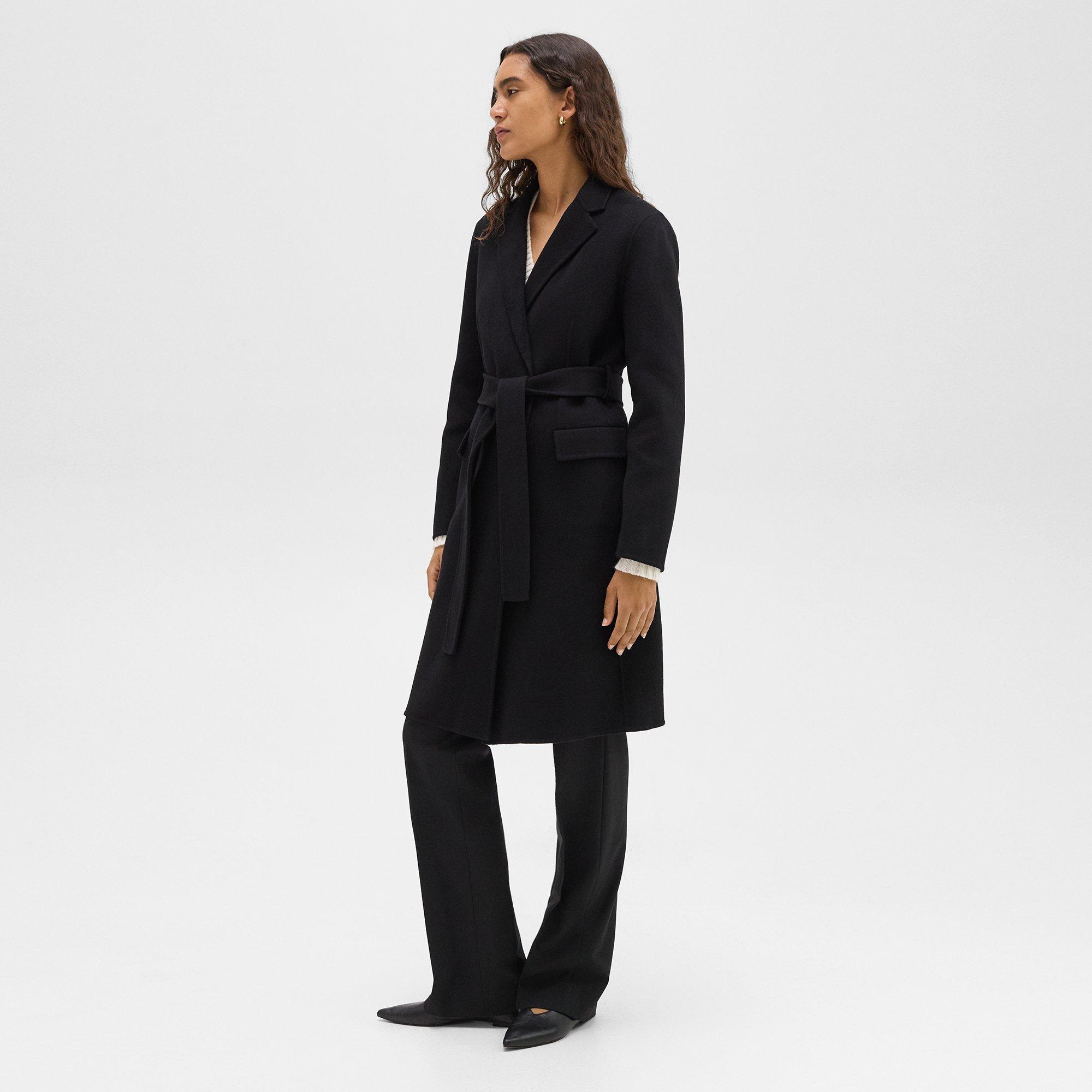 Black Double-Face Wool-Cashmere Wrap Coat