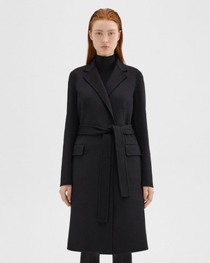 띠어리 Theory Wrap Coat in Double-Face Wool-Cashmere,BLACK