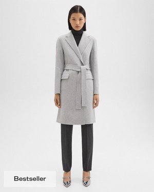 띠어리 Theory Wrap Coat in Double-Face Wool-Cashmere,MELANGE GREY