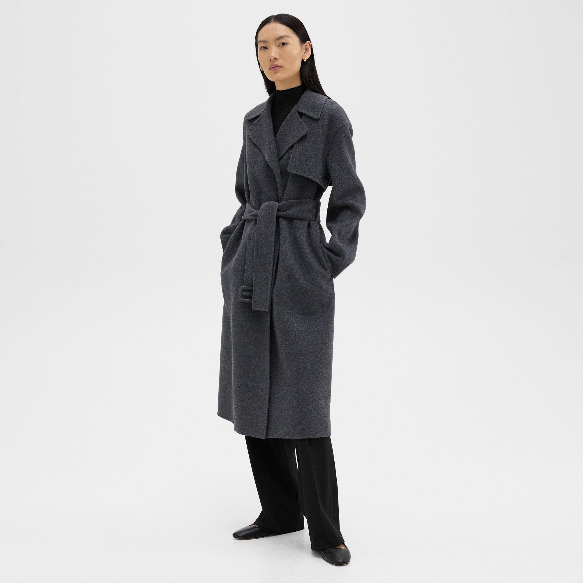 Trench-coat Enveloppant en Laine et Cachemire Double Face