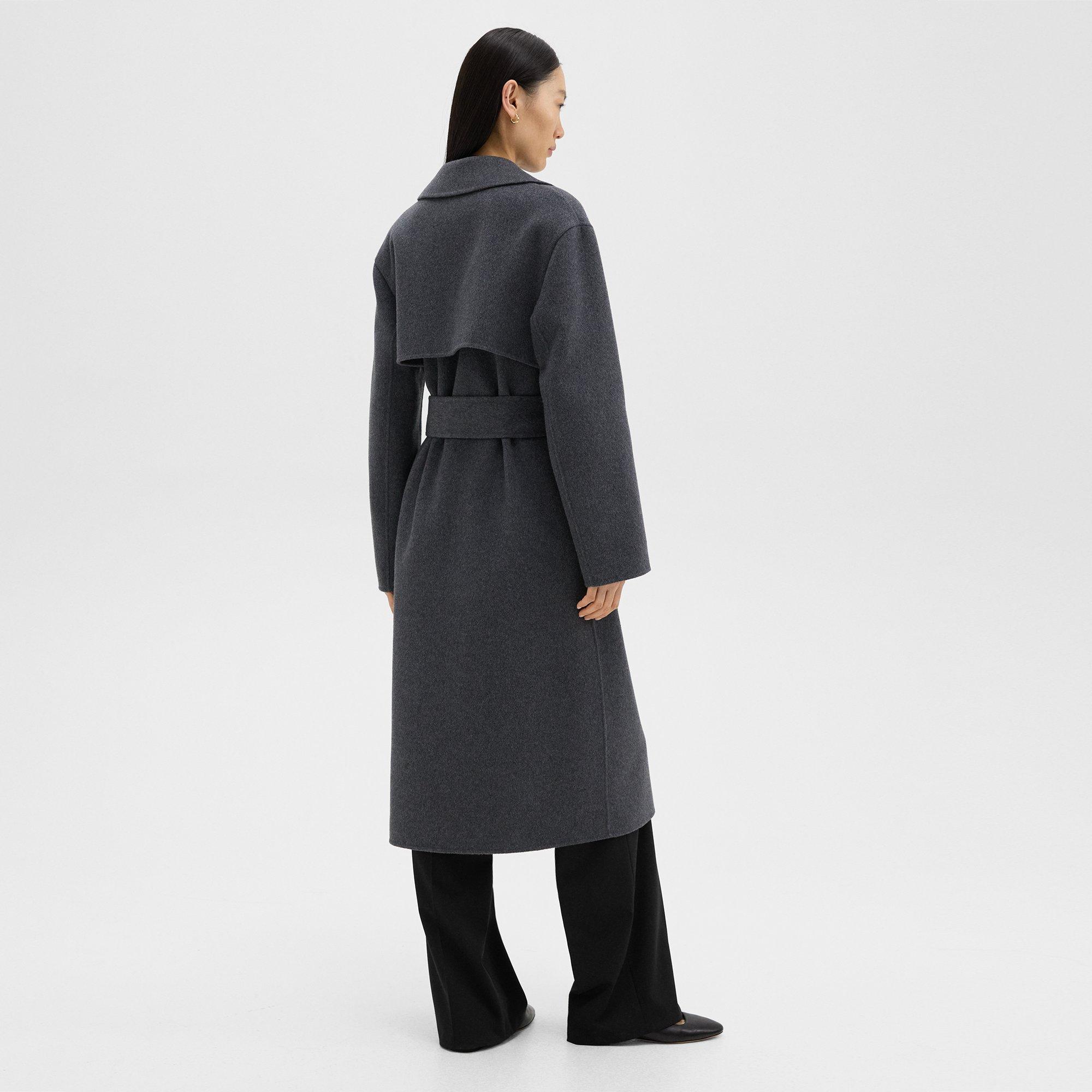 Trench-coat Enveloppant en Laine et Cachemire Double Face