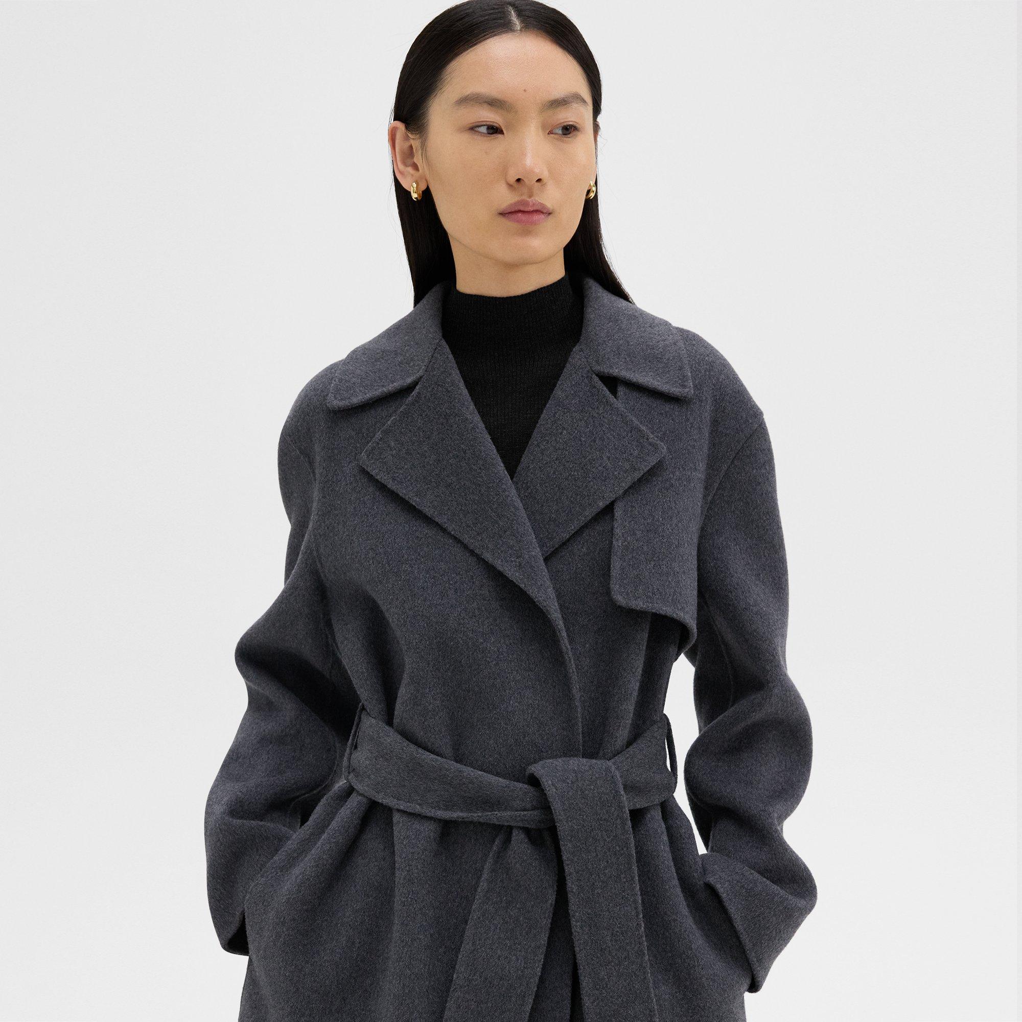 Trench-coat Enveloppant en Laine et Cachemire Double Face