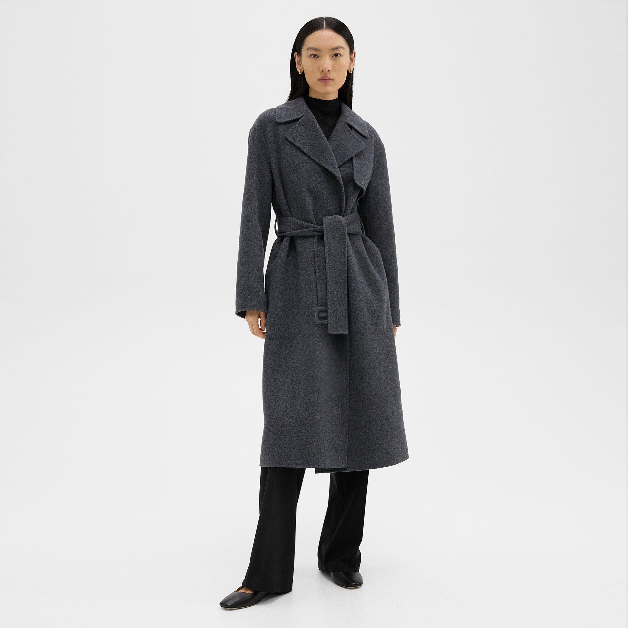 Trench-coat Enveloppant en Laine et Cachemire Double Face