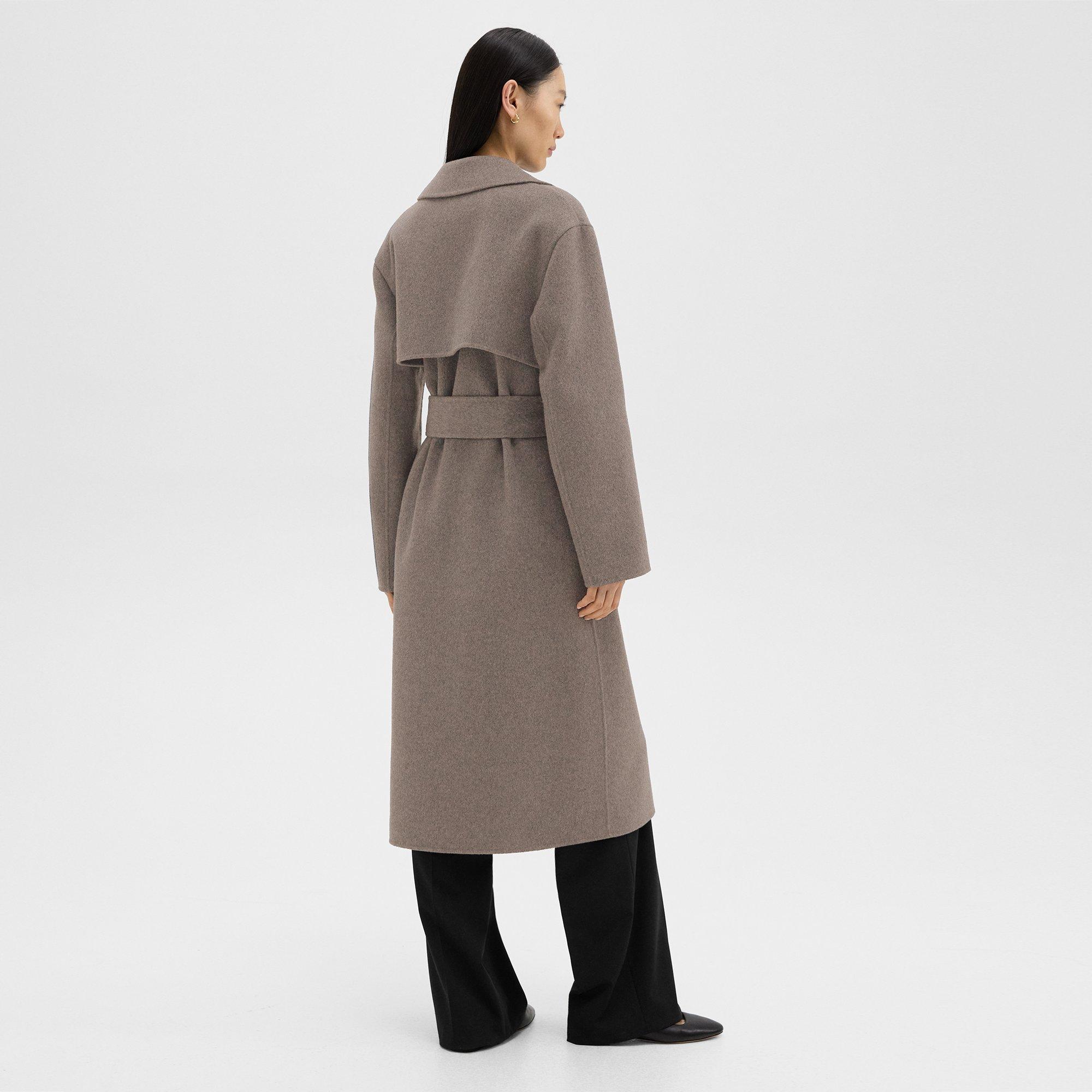 Trench-coat Enveloppant en Laine et Cachemire Double Face