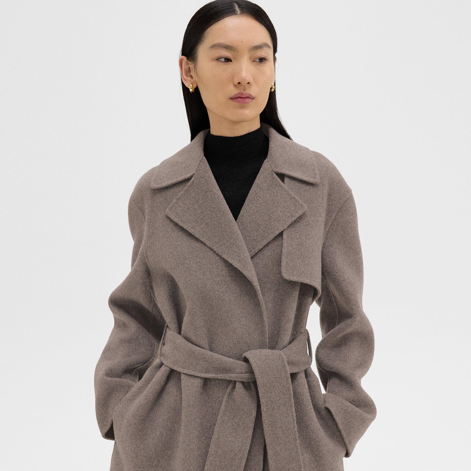 Trench-coat Enveloppant en Laine et Cachemire Double Face