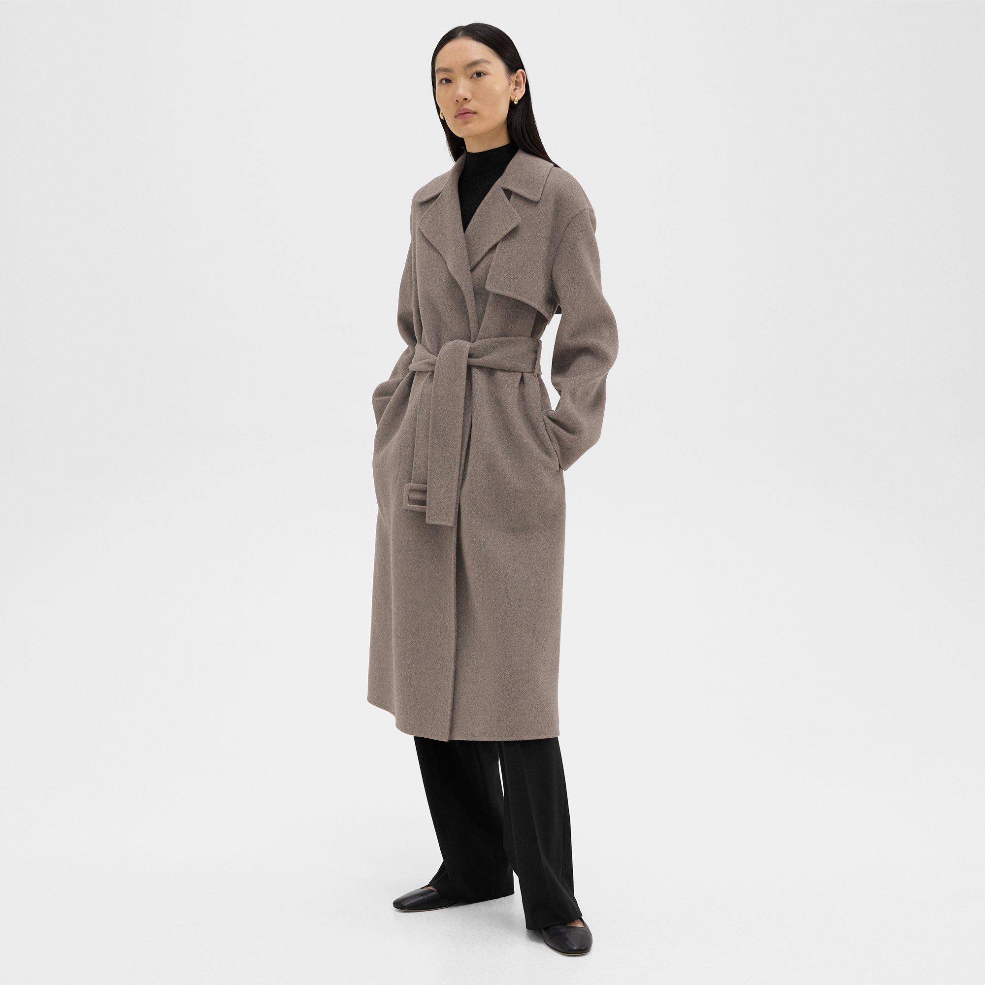 Trench-coat Enveloppant en Laine et Cachemire Double Face