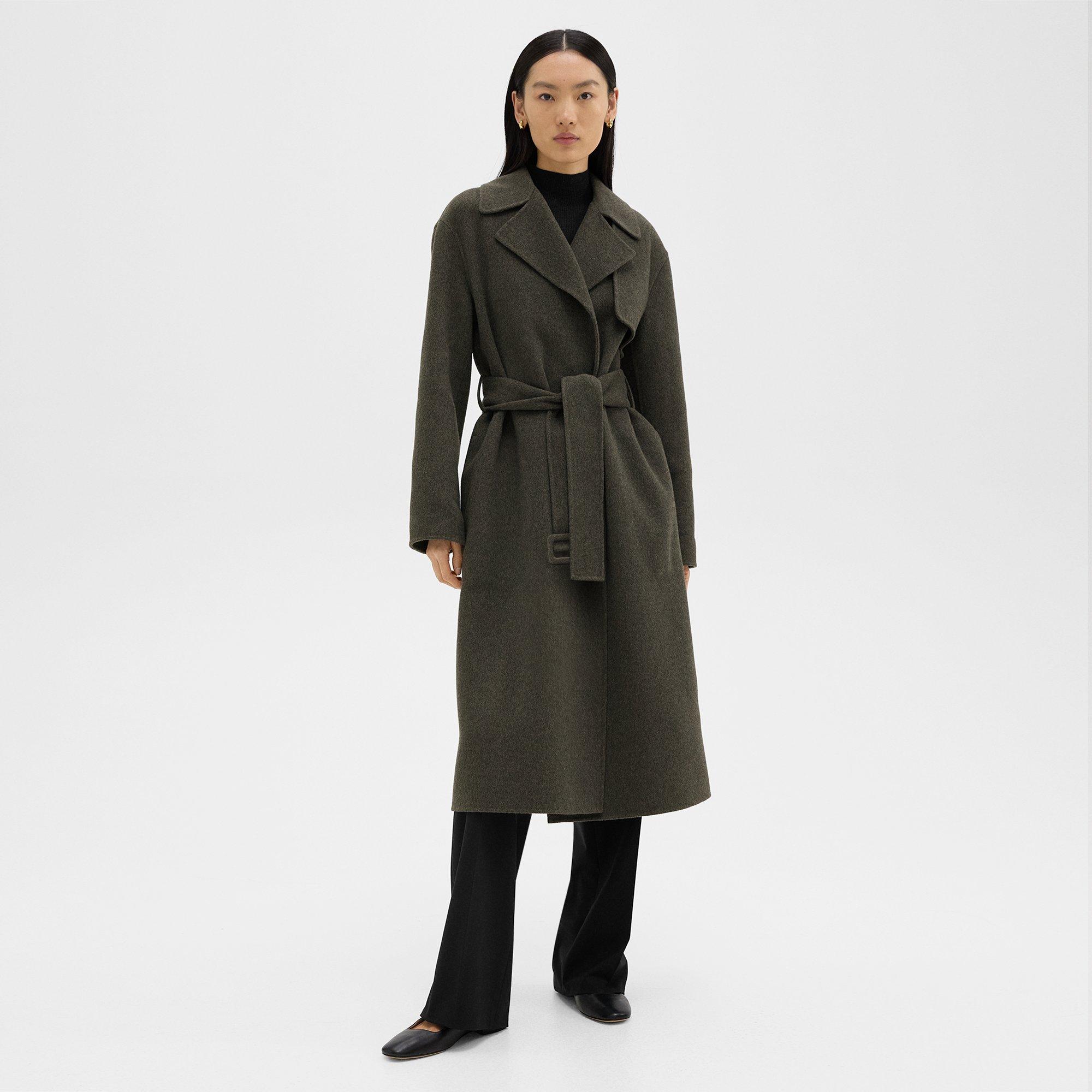 Trench-coat Enveloppant en Laine et Cachemire Double Face