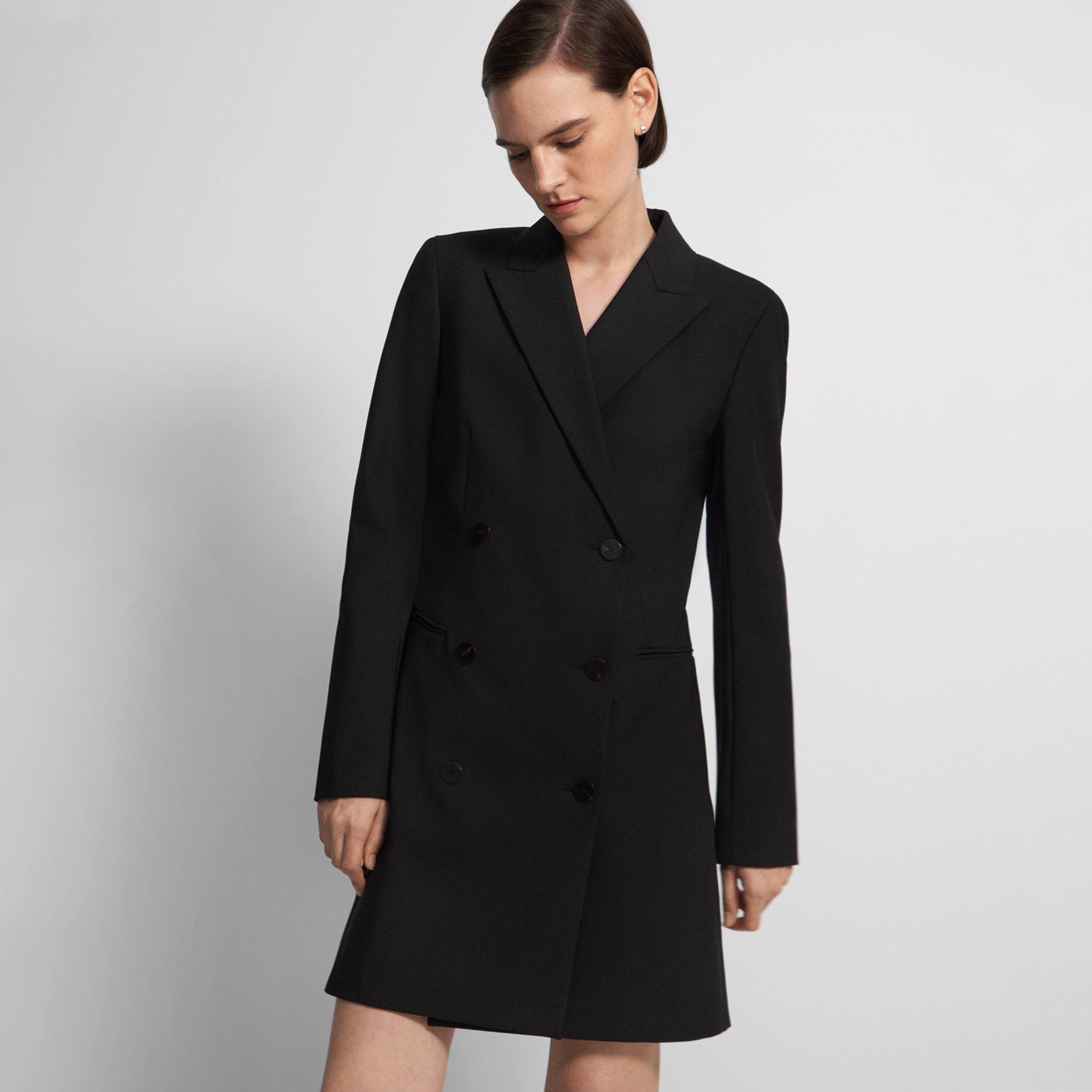 Double-Breasted Blazer Dress in Good Wool