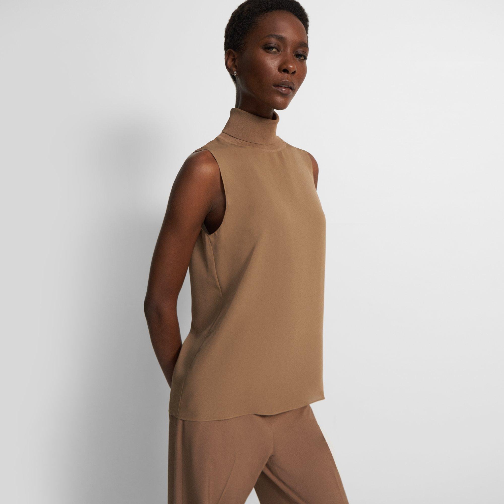 Jean Sleeveless Turtleneck in Brown