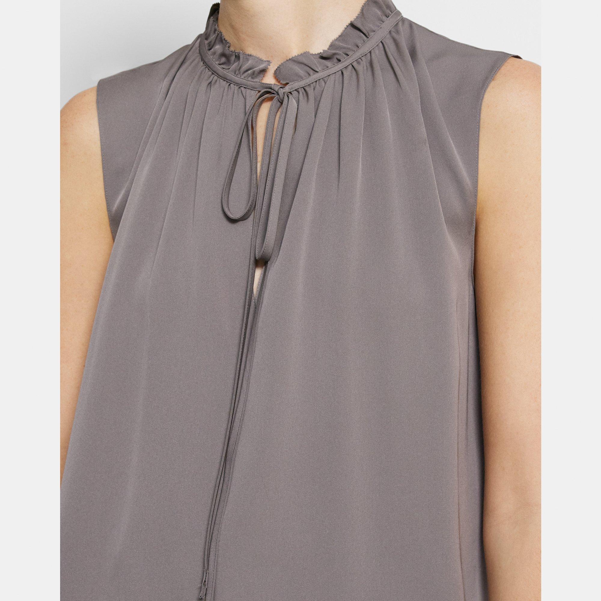 Tie Neck Shell Top in Silk Georgette