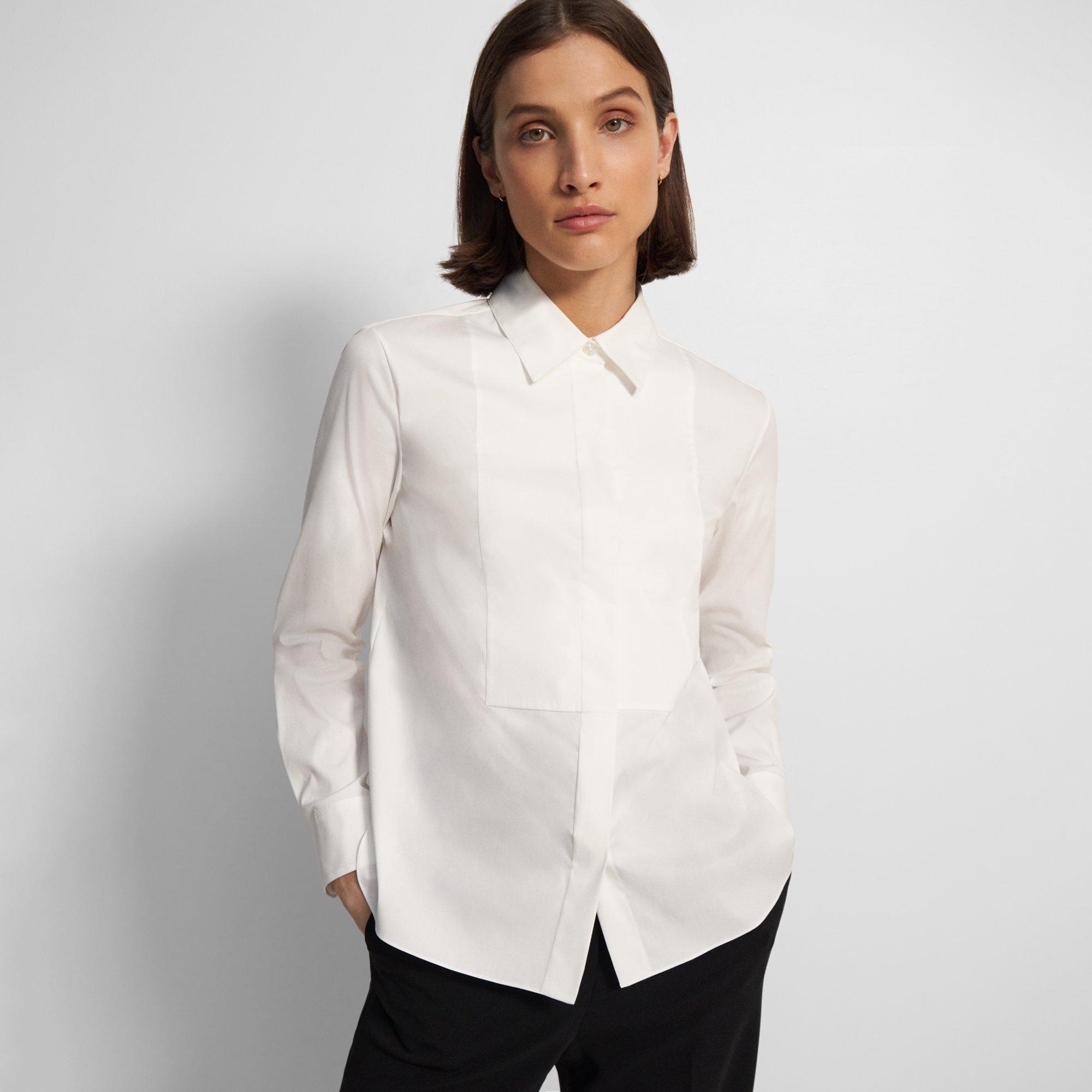 White Good Cotton Tuxedo Shirt Theory