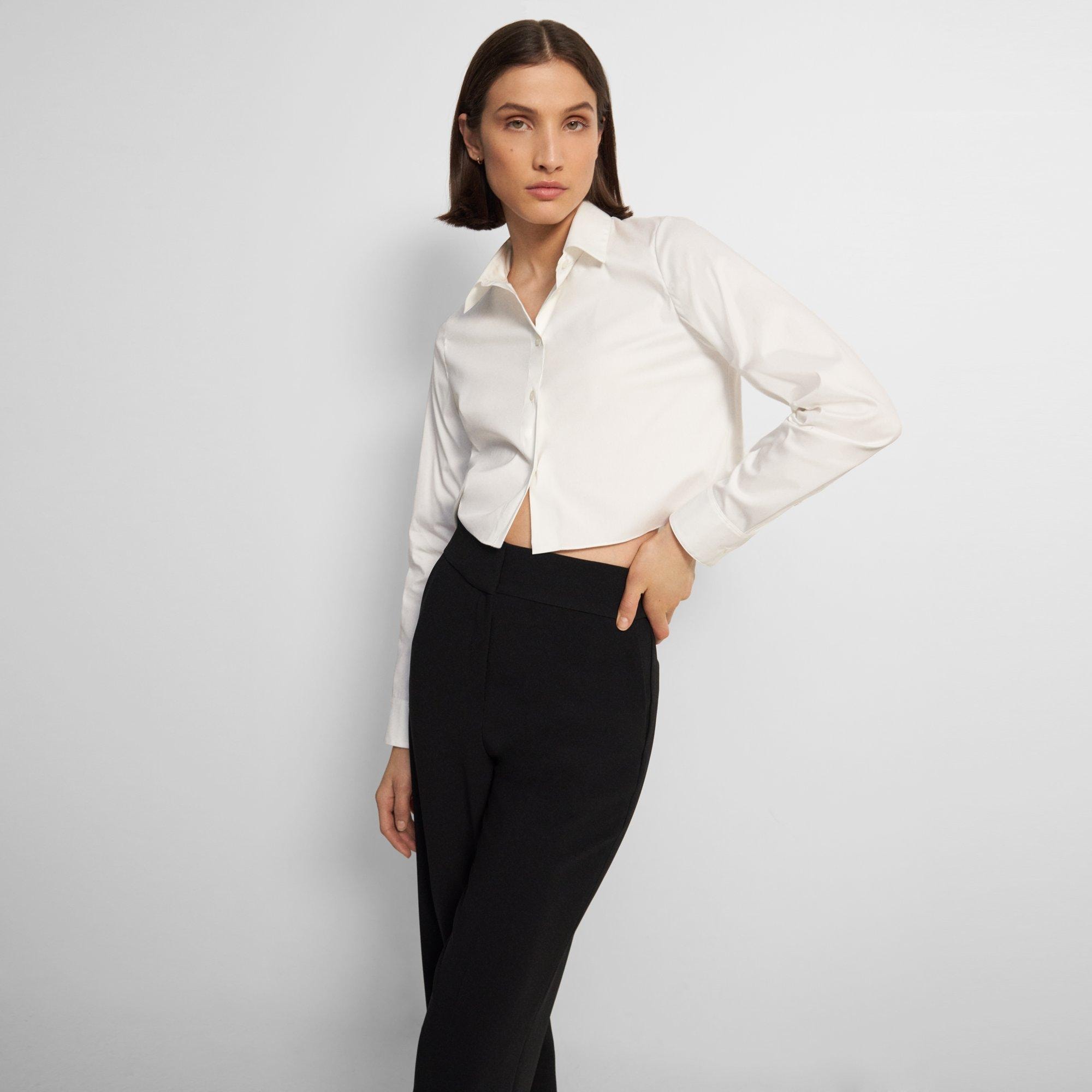 Theory Cropped Shirt in Good Cotton