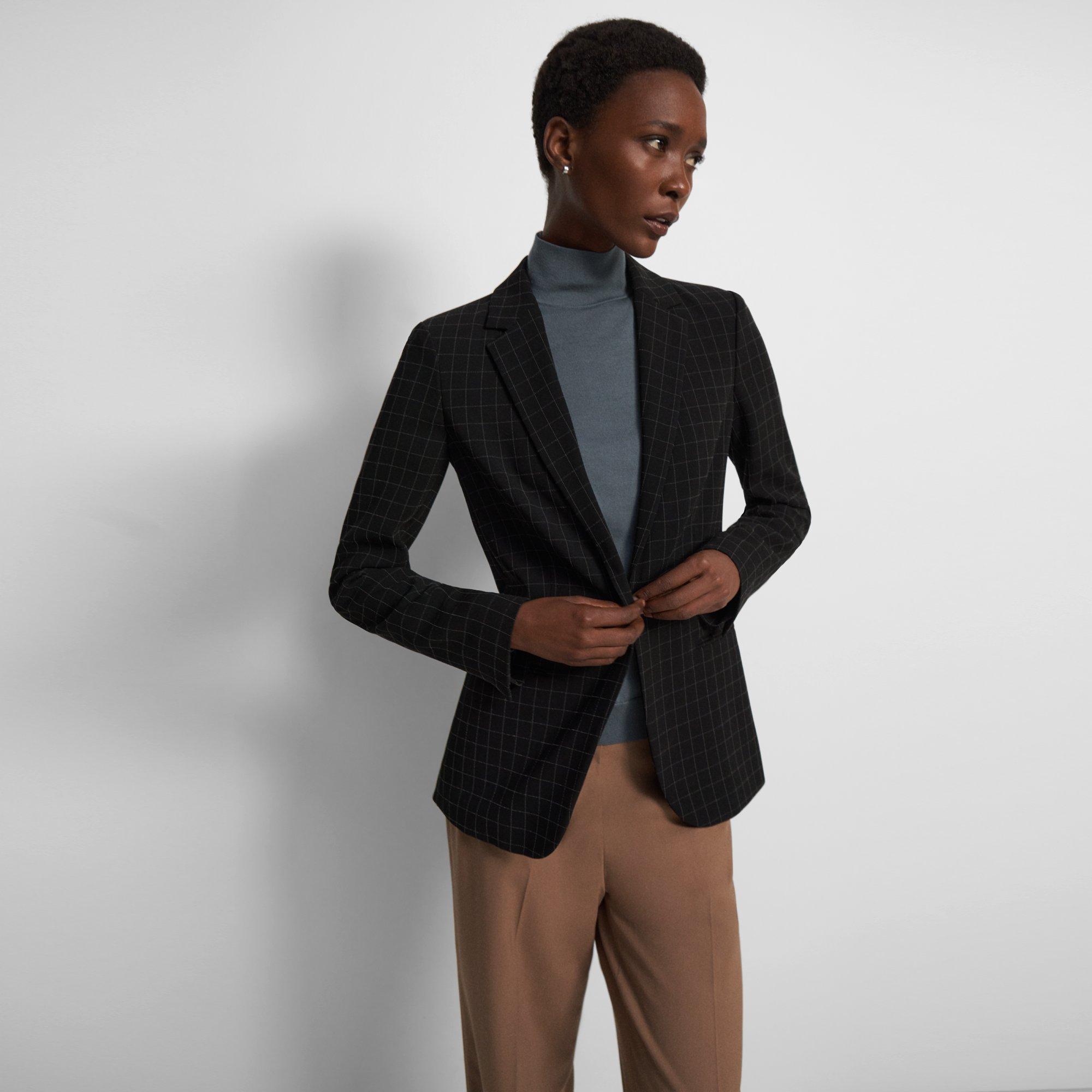 Staple Blazer in Checked Crepe