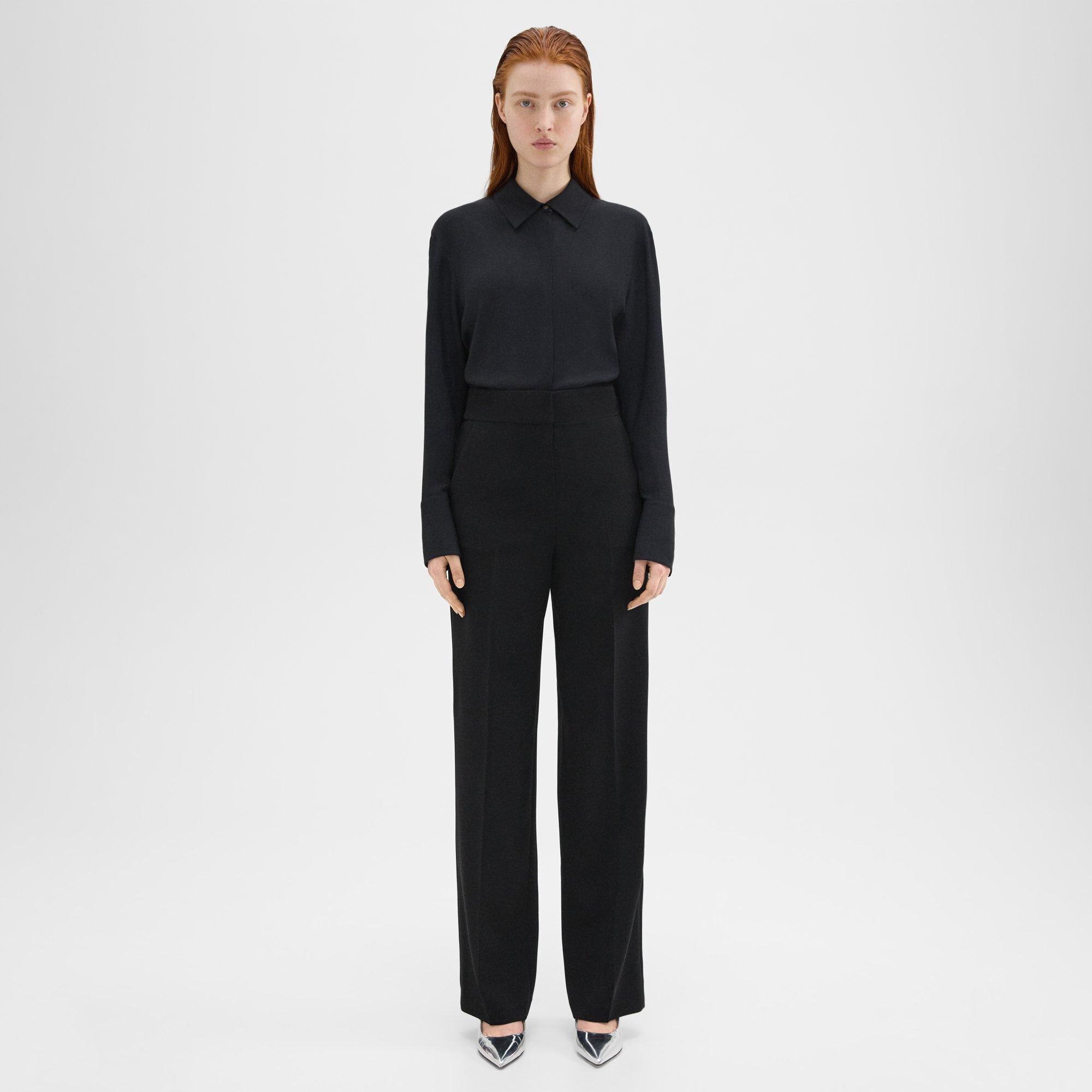 Admiral Crepe High-Waist Wide-Leg Pant | Theory