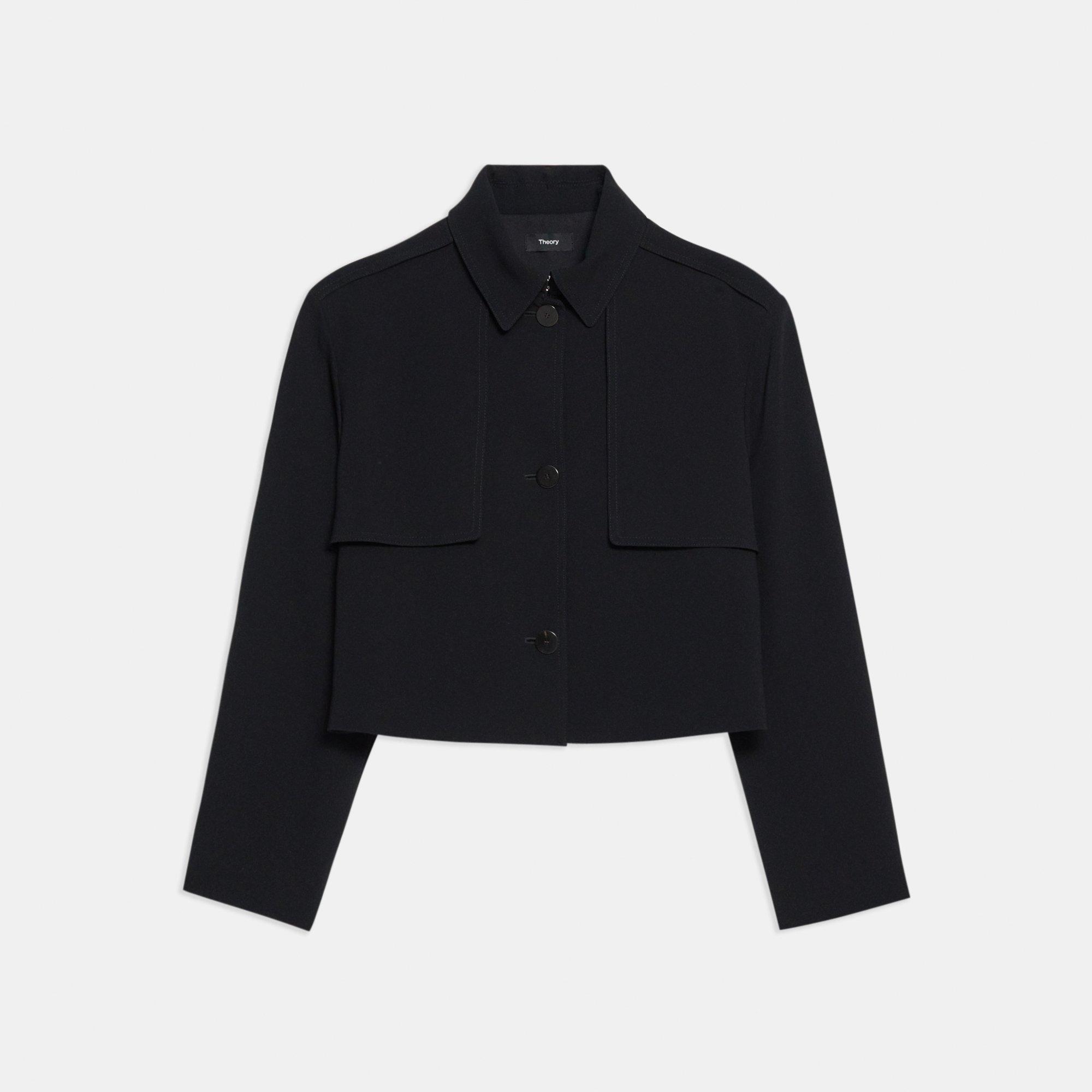 Black Admiral Crepe Cropped Trench Coat | Theory