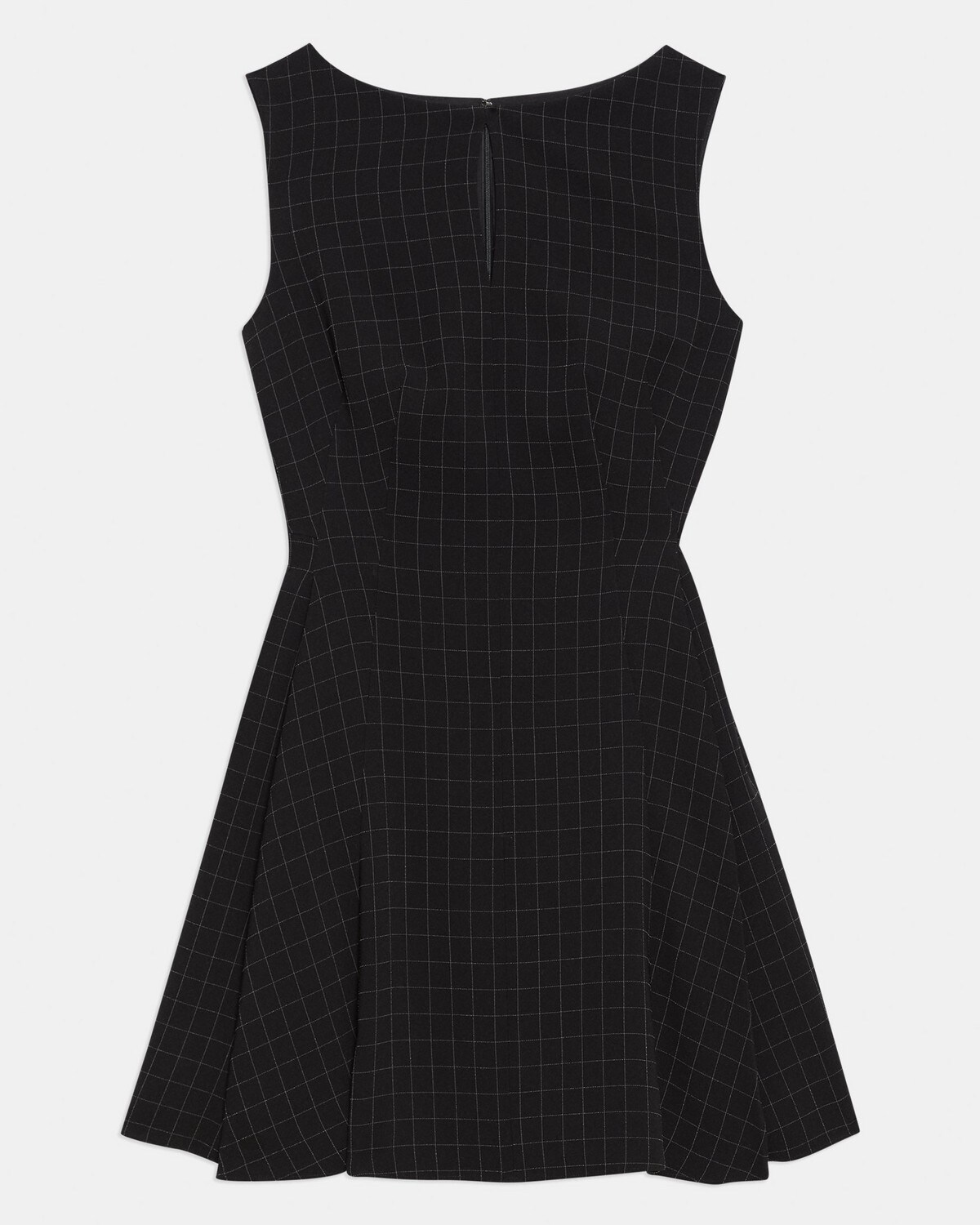 Fit-and-Flare Dress in Checked Crepe