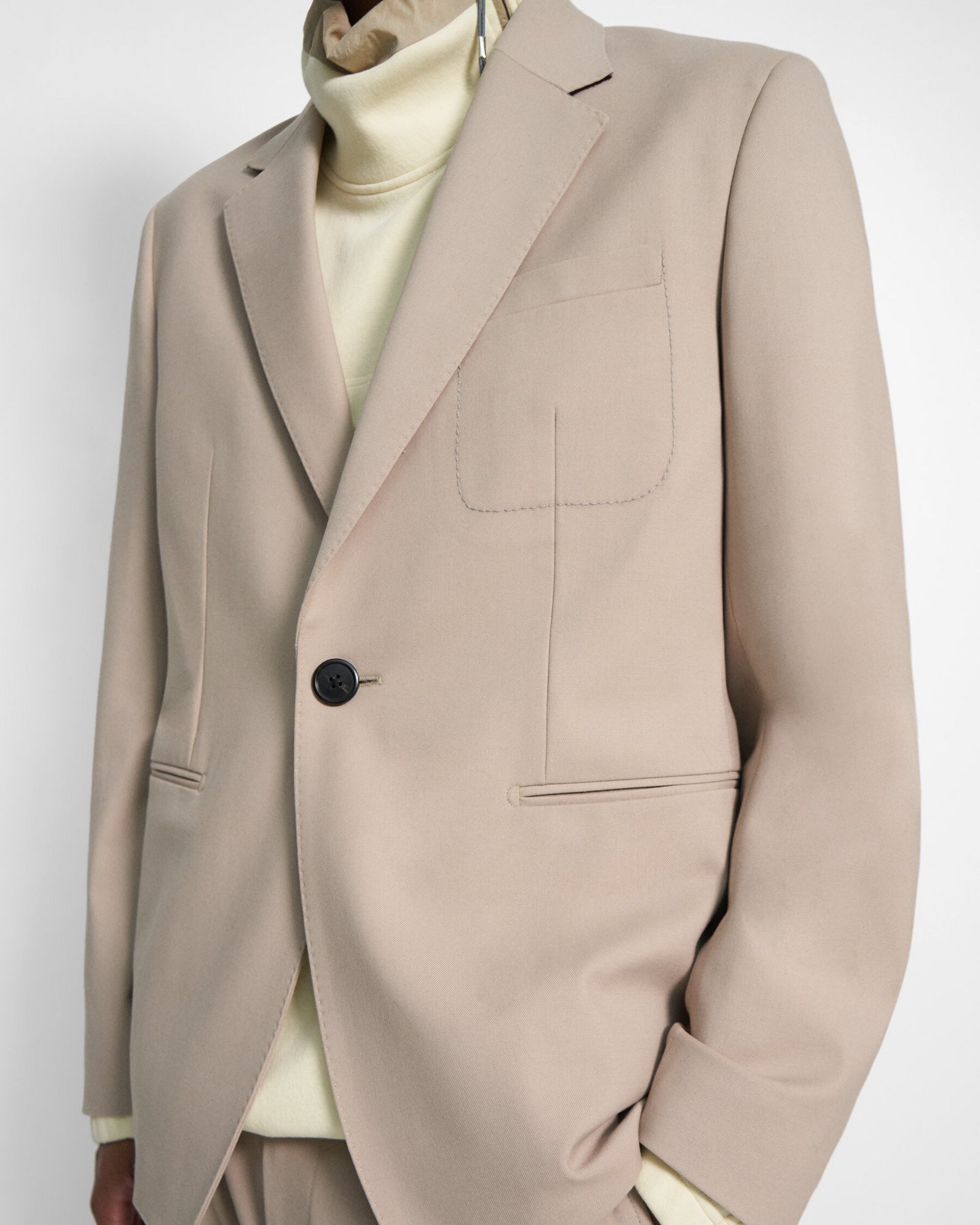 Beige Wool Gabardine Tailored Jacket | Theory Project