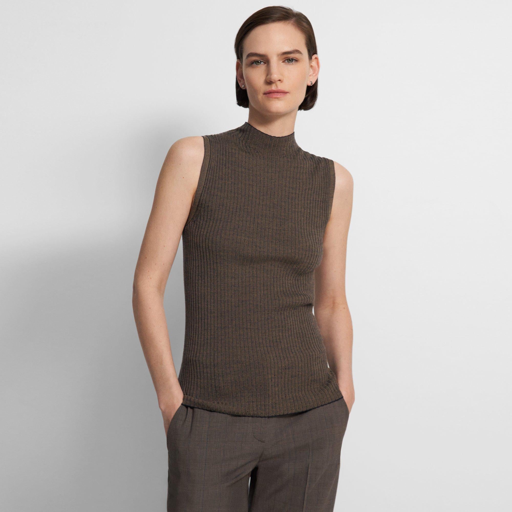 Blue Regal Wool Sleeveless Mock Neck Sweater