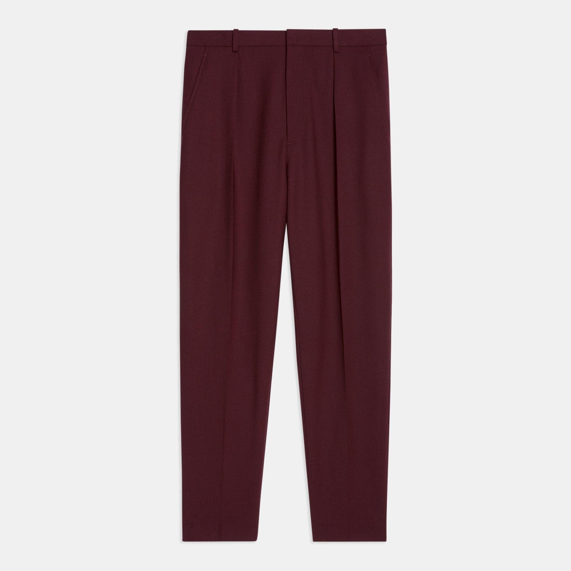 Wool Gabardine Pleated Pant