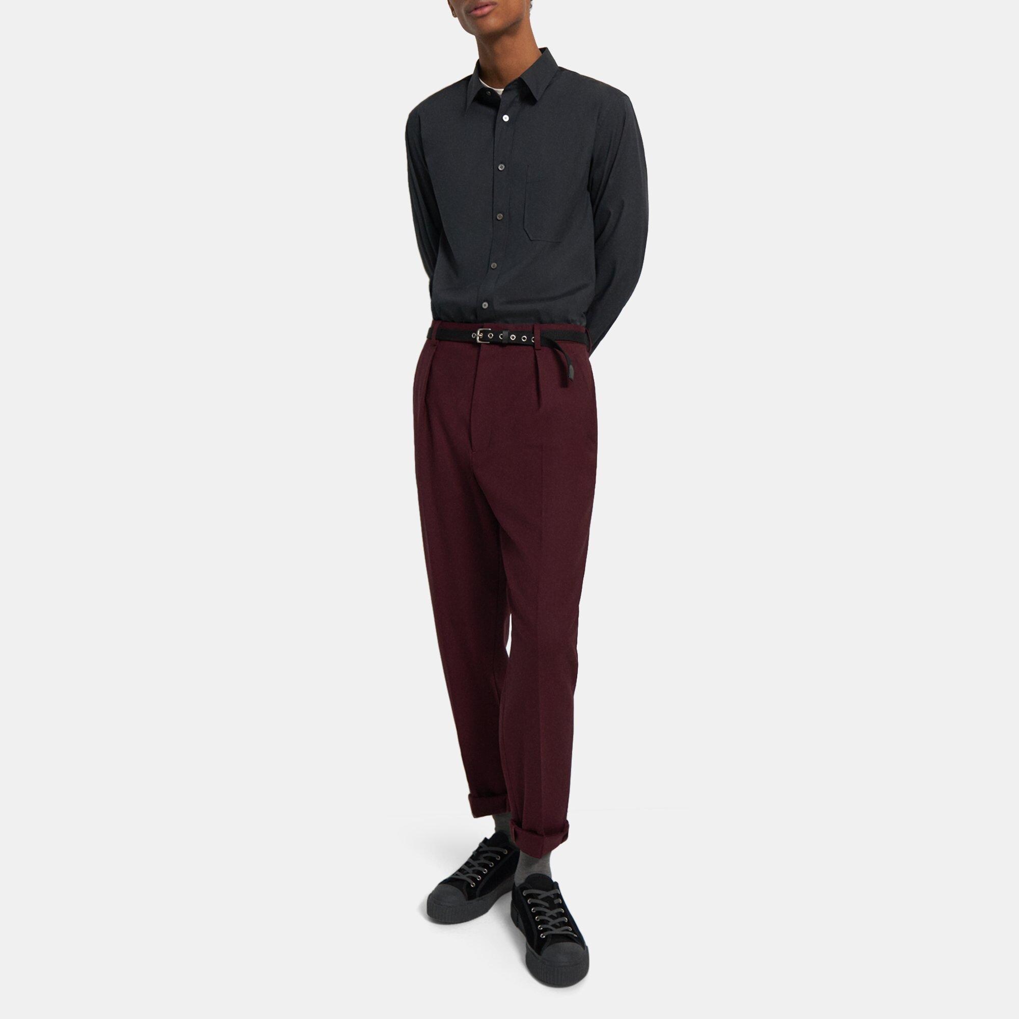 Wool Gabardine Pleated Pant