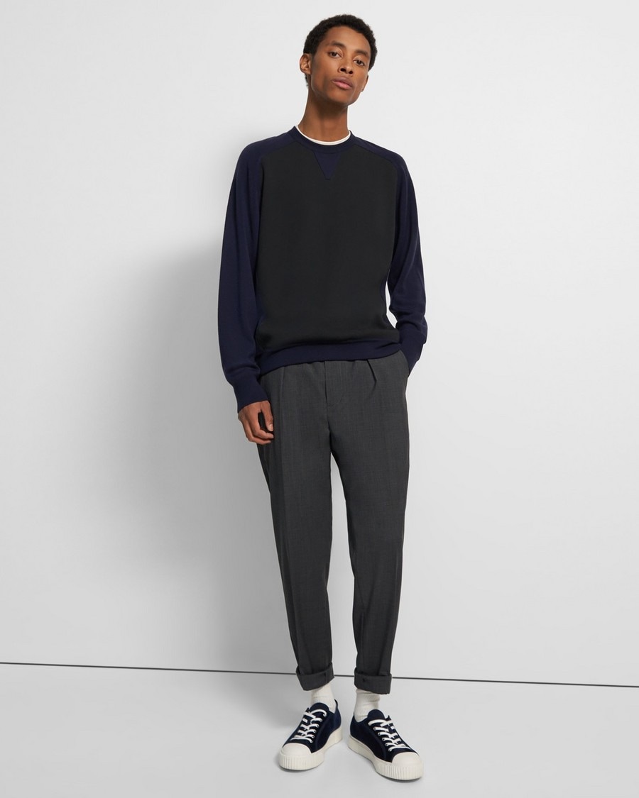 Wool Check Pleated Pant