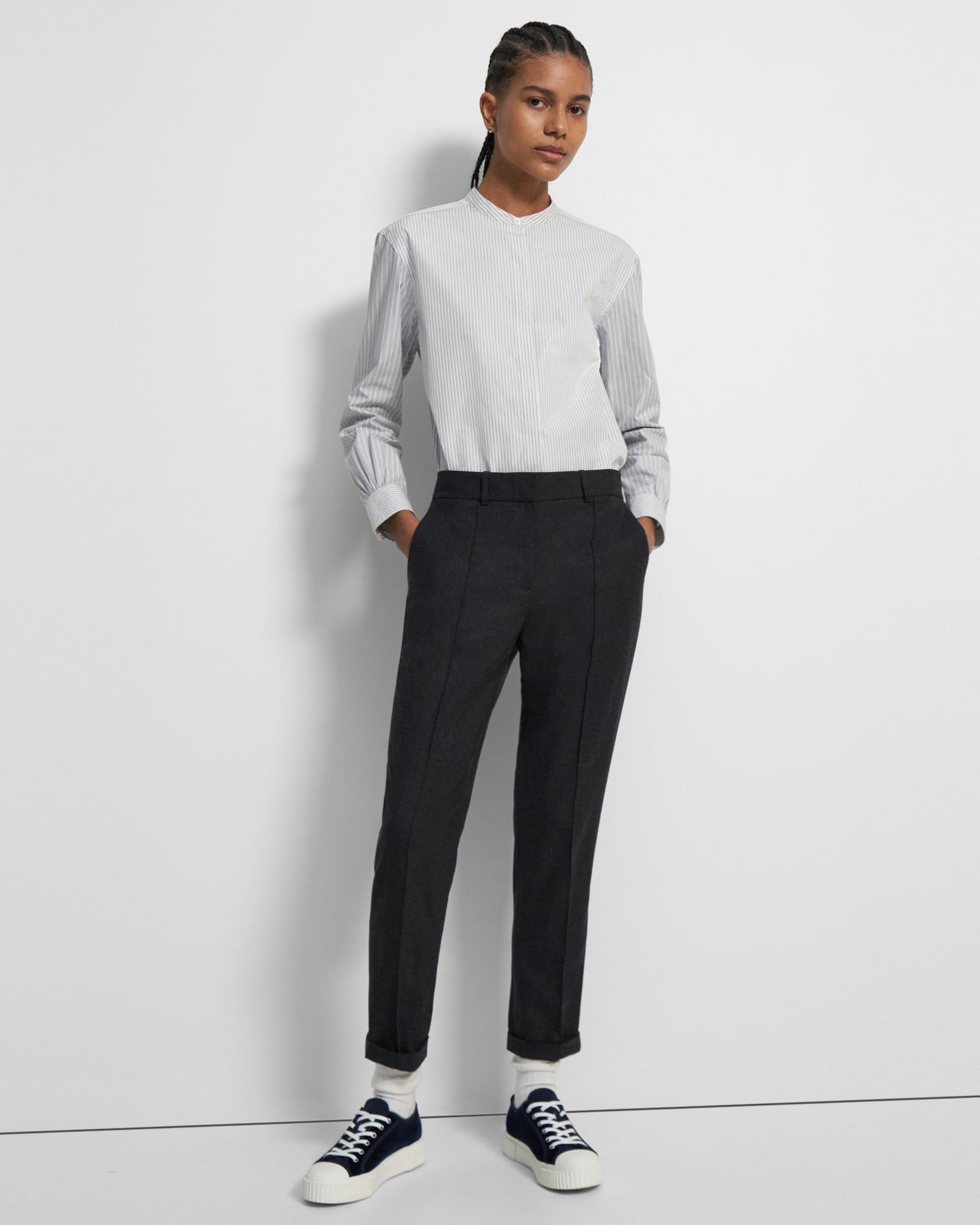 Theory Pleated Wool Flannel Pant