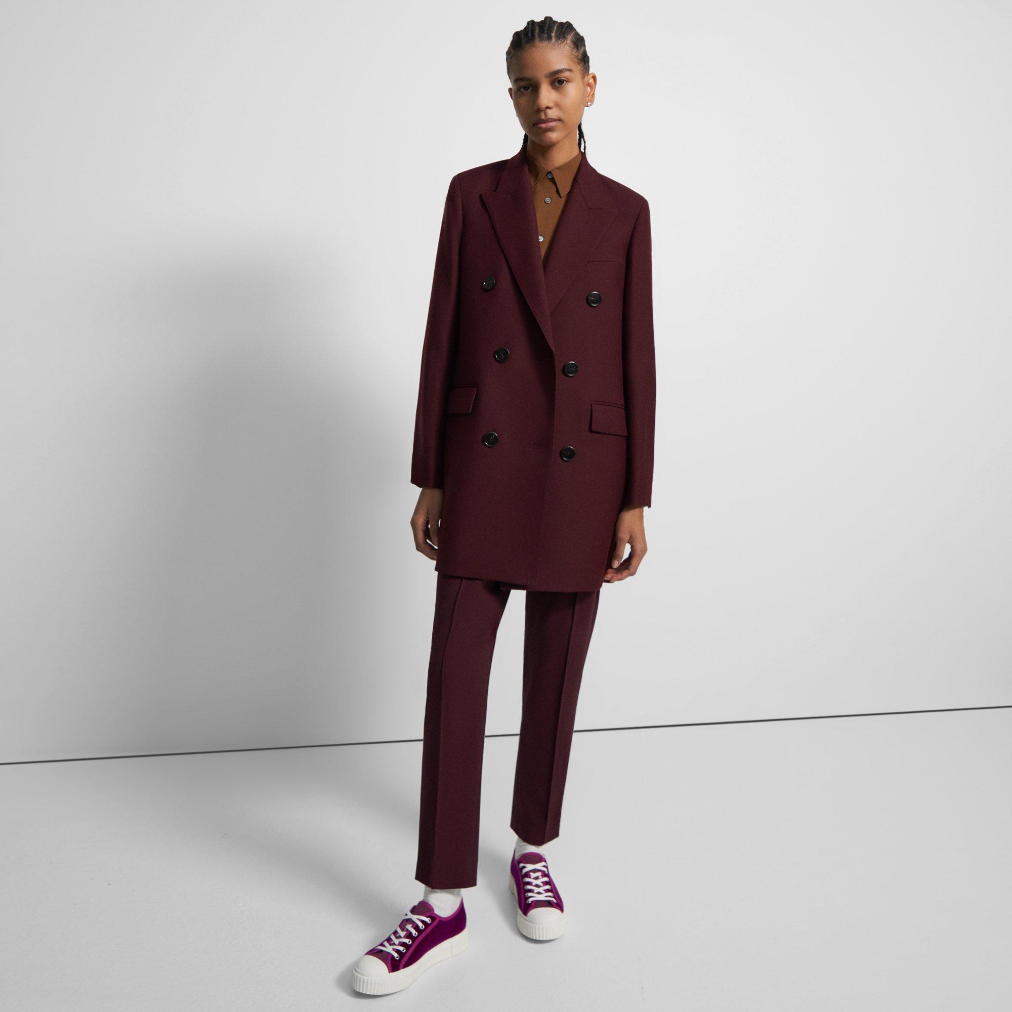 Purple Double-Breasted Bond Wool Luxe Coat | Theory Project