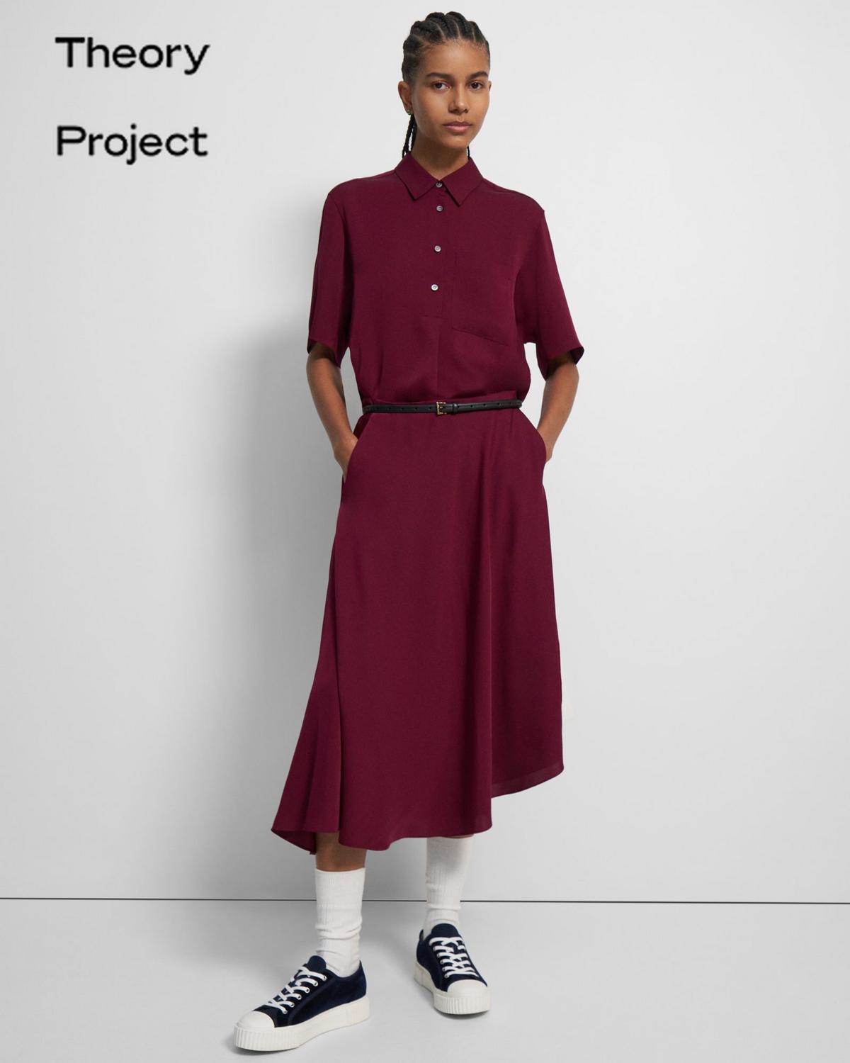 띠어리 Theory Asymmetrical Silk Georgette Skirt,JEWEL